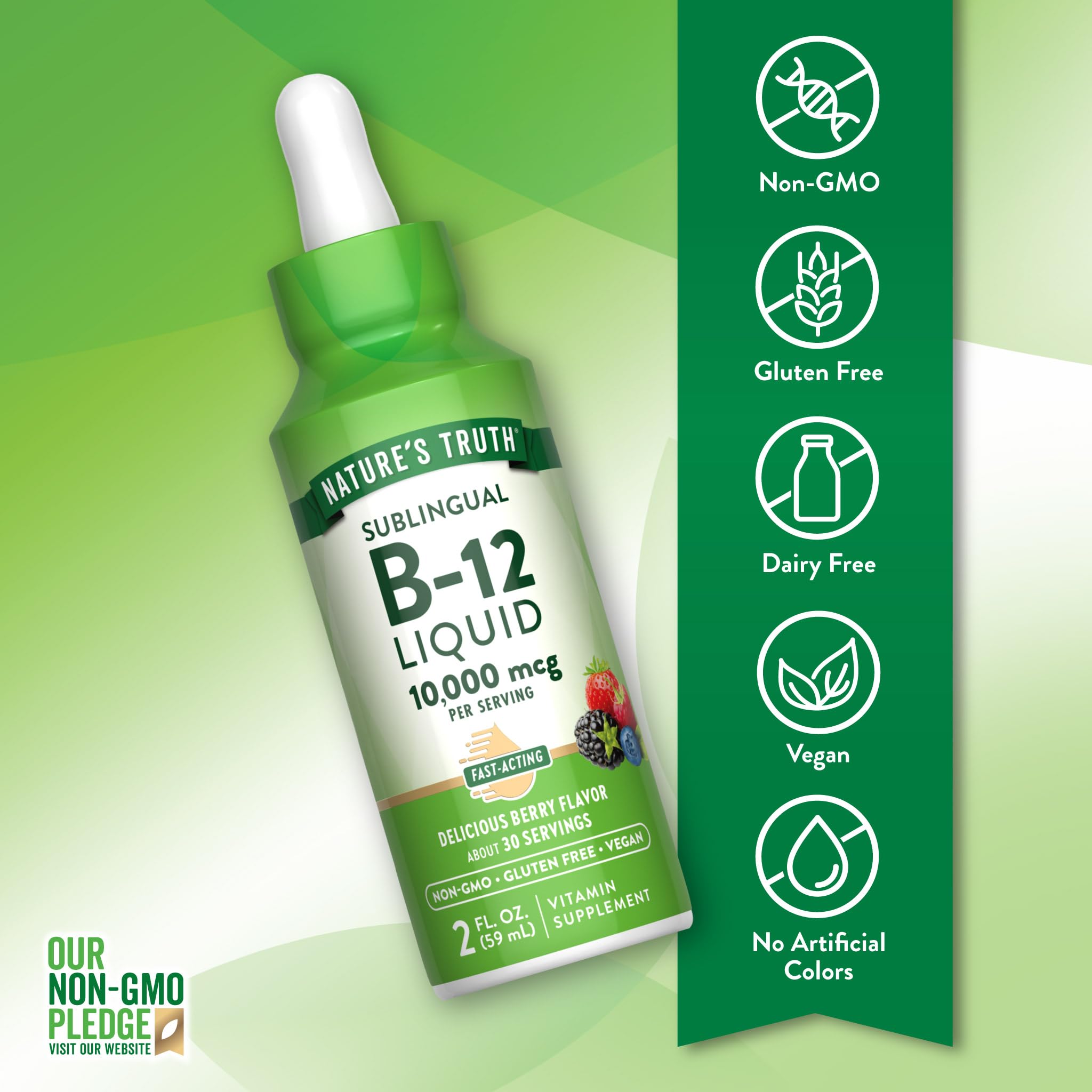 Nature's Truth Liquid Vitamin B-12 sublingual drops in a dropper