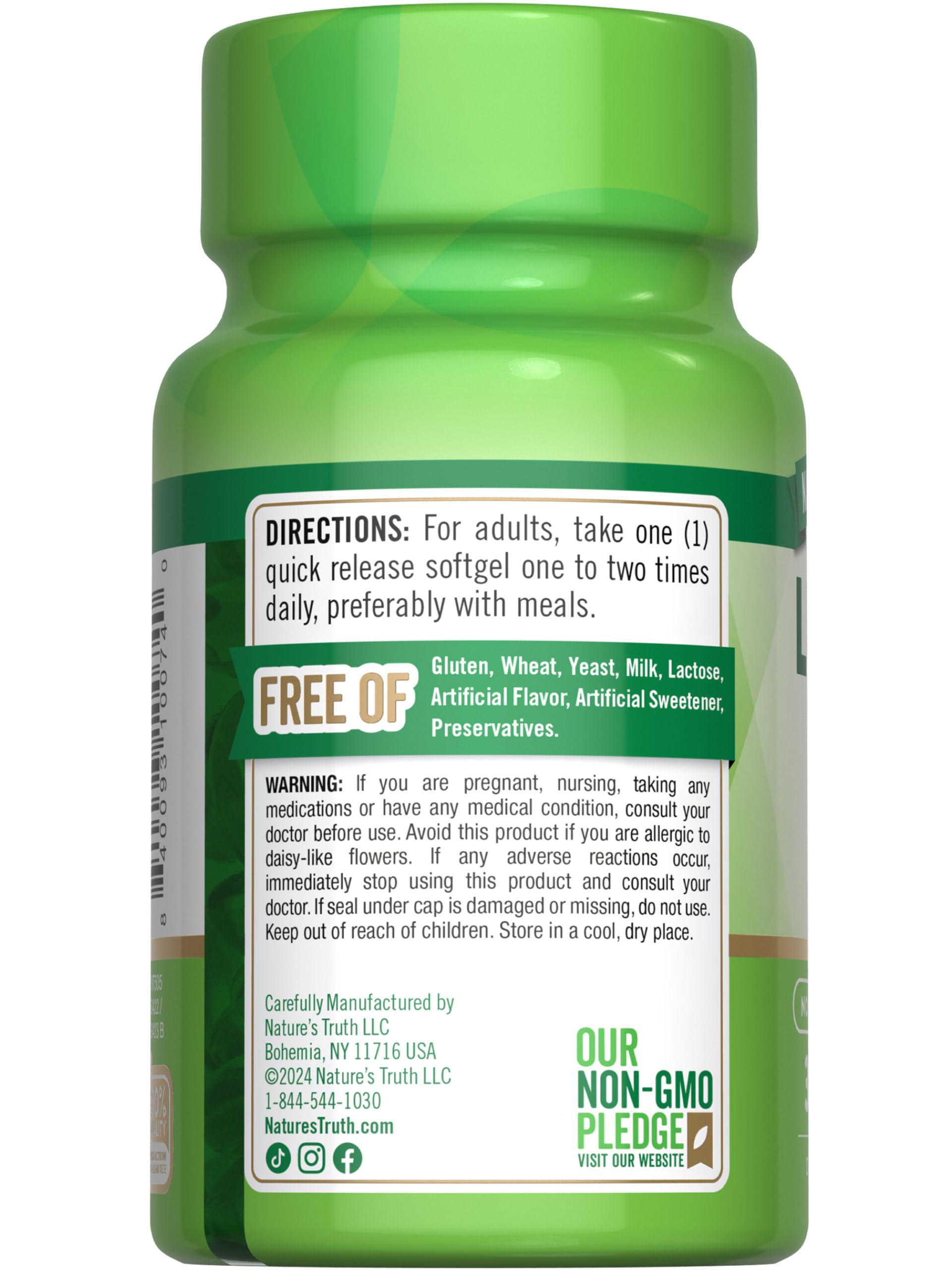 Nature's Truth Lutein & Zeaxanthin softgels with natural ingredients
