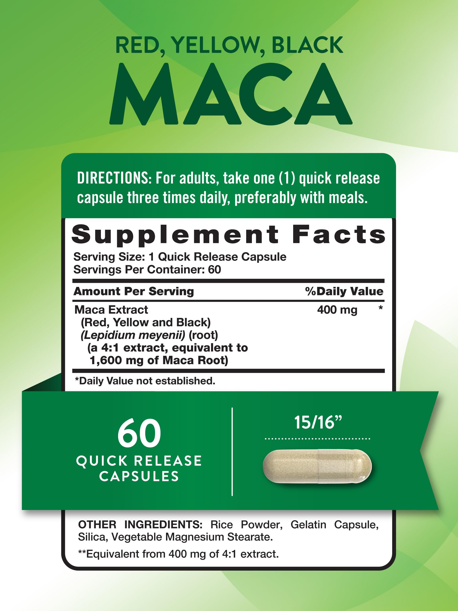 Nature's Truth Maca Root Capsules side view with label