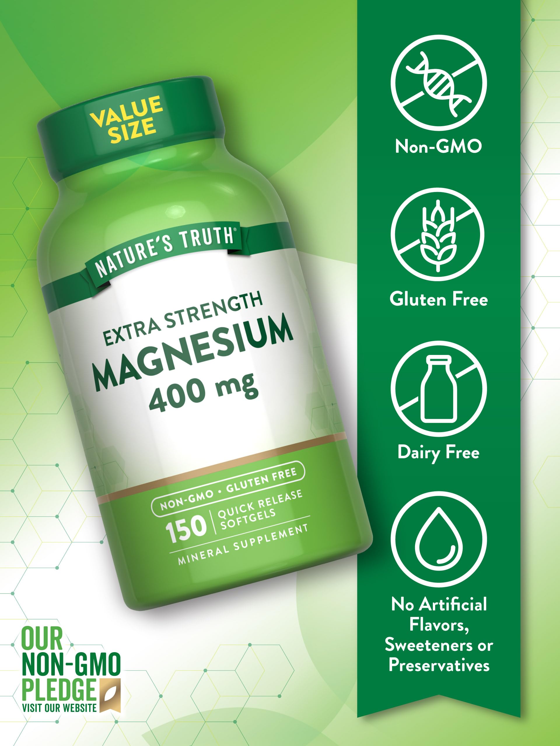 Nature's Truth Magnesium Extra Strength 400mg softgel back label