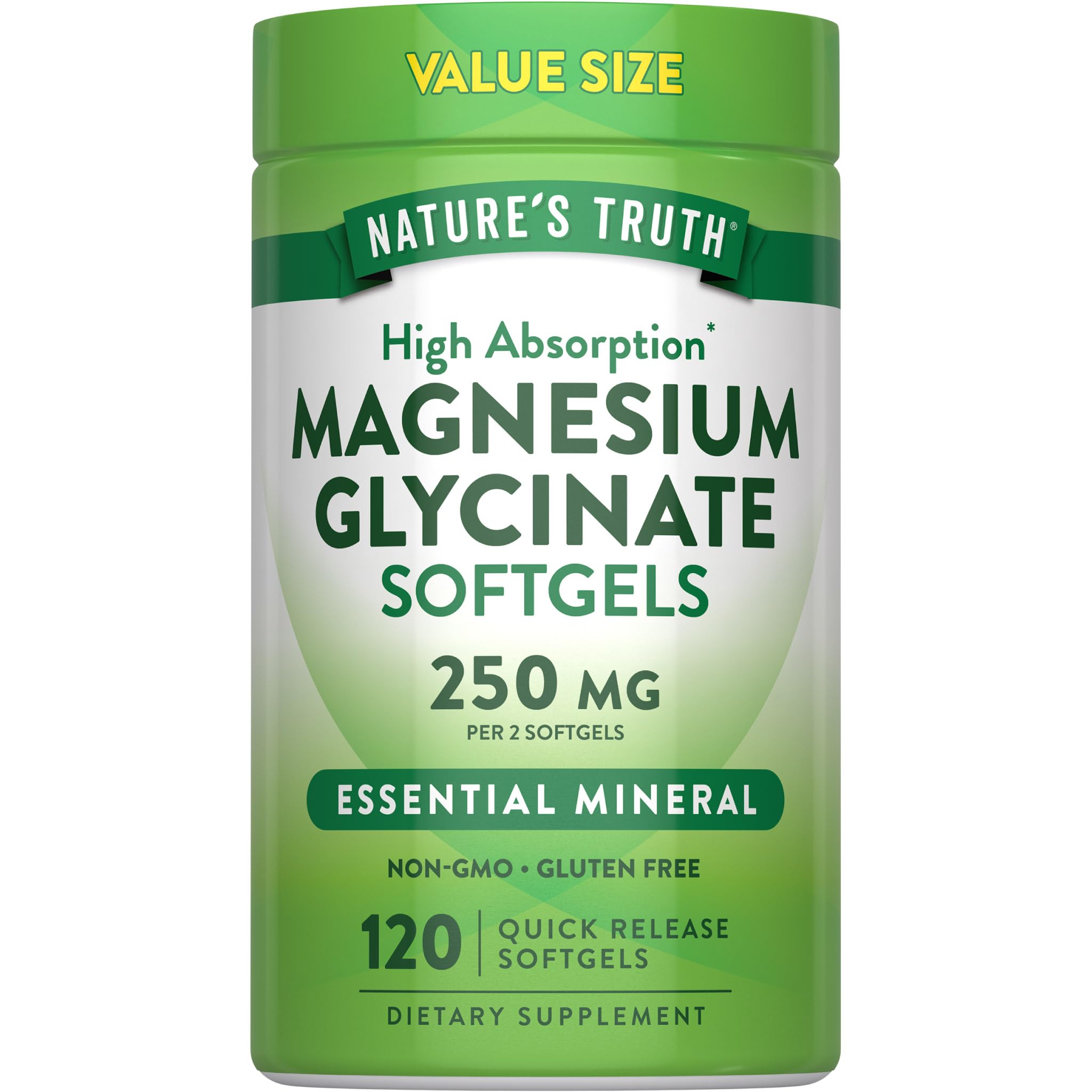 Nature's Truth Magnesium Glycinate 250mg softgel bottle front view