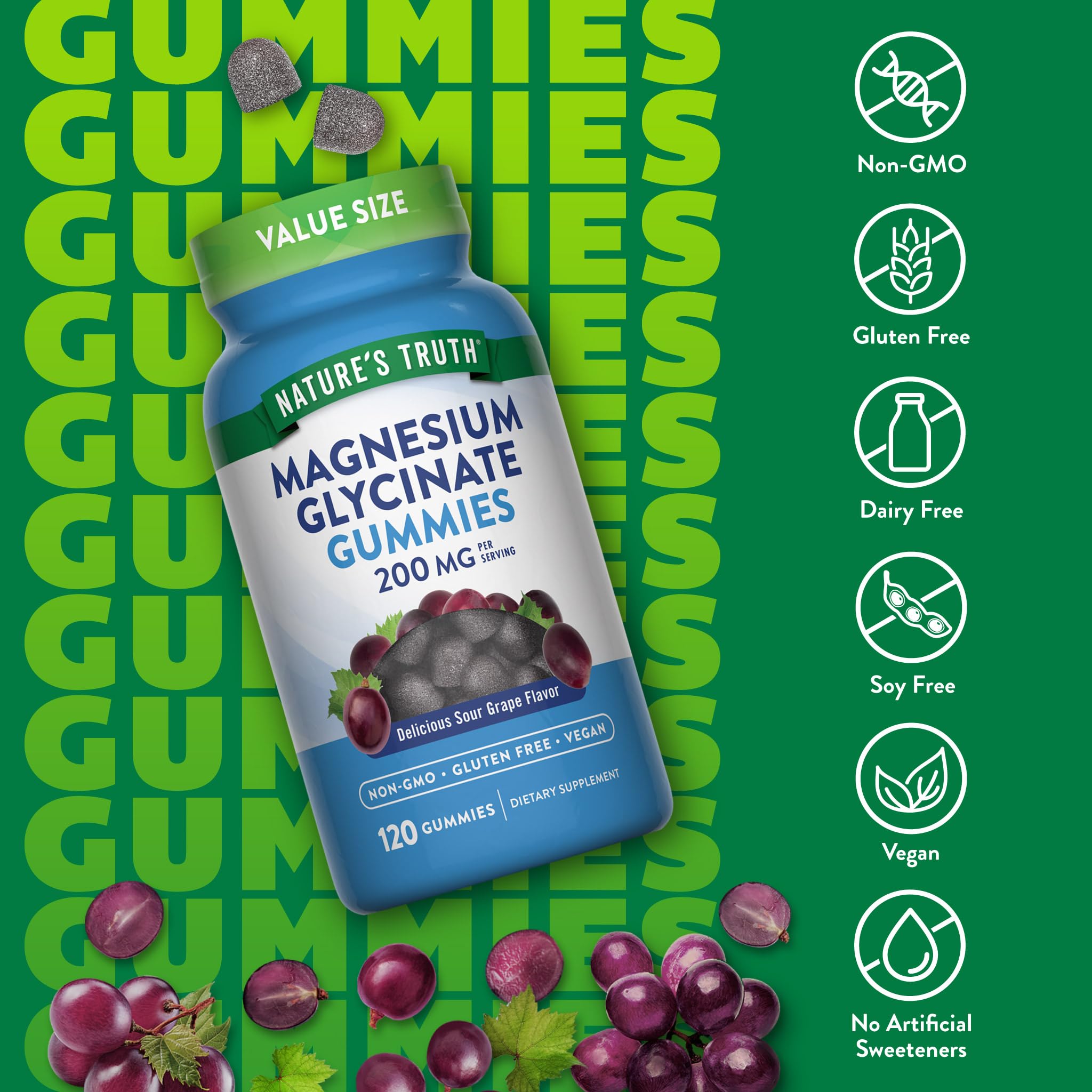 Nature's Truth Magnesium Glycinate Gummies sour grape flavour