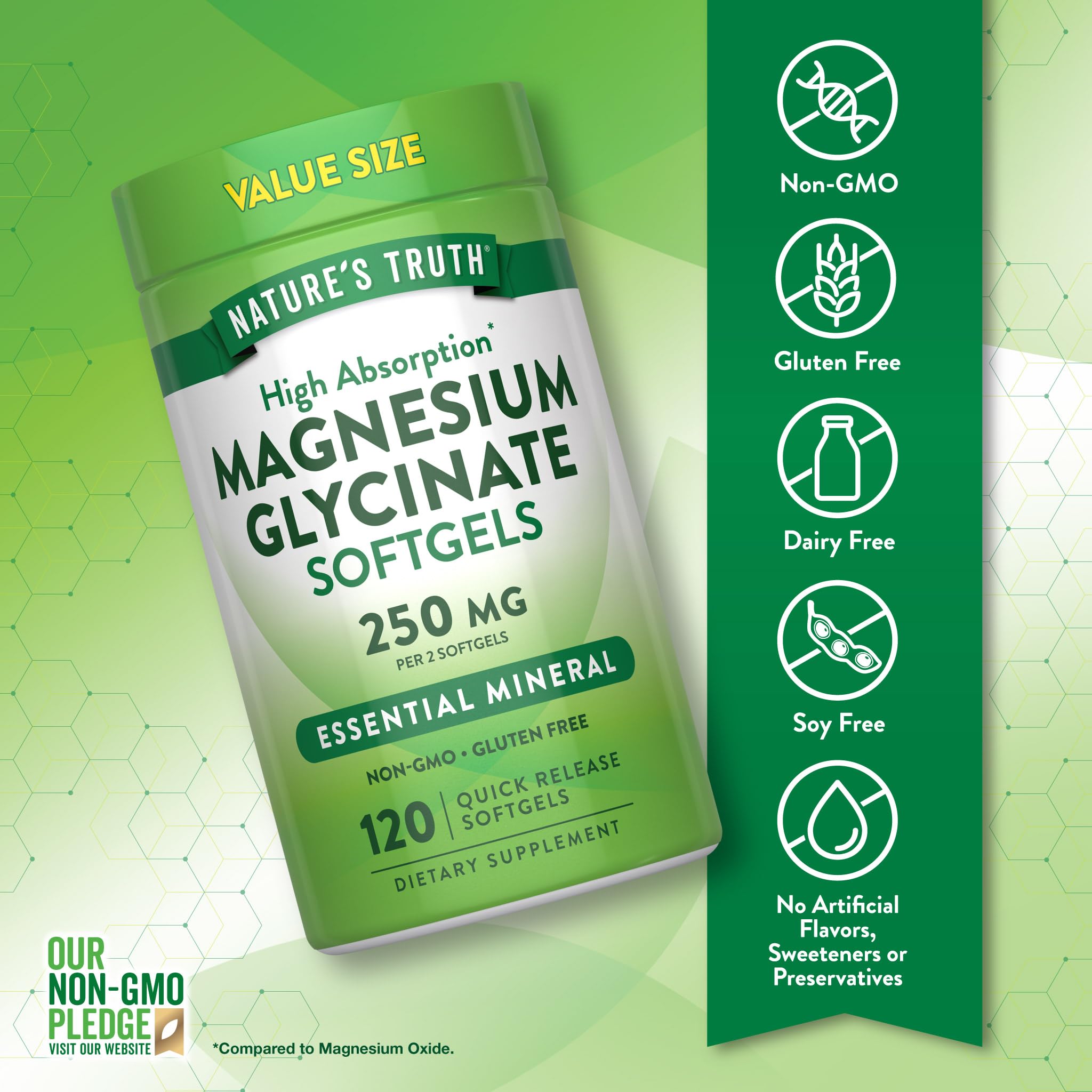 Nature's Truth Magnesium Glycinate softgels on a white background