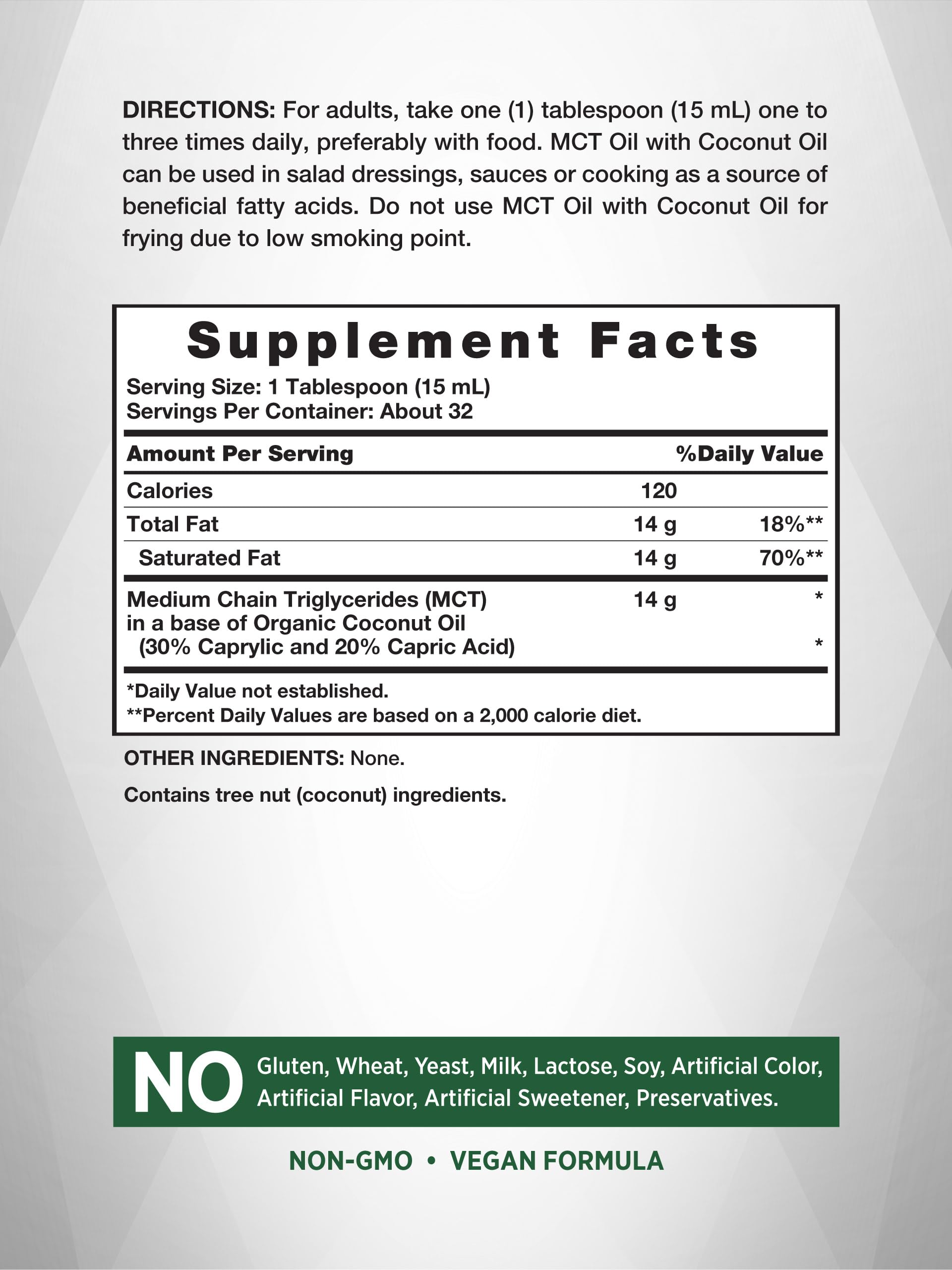 Nature's Truth MCT Oil 16 fl oz bottle side view