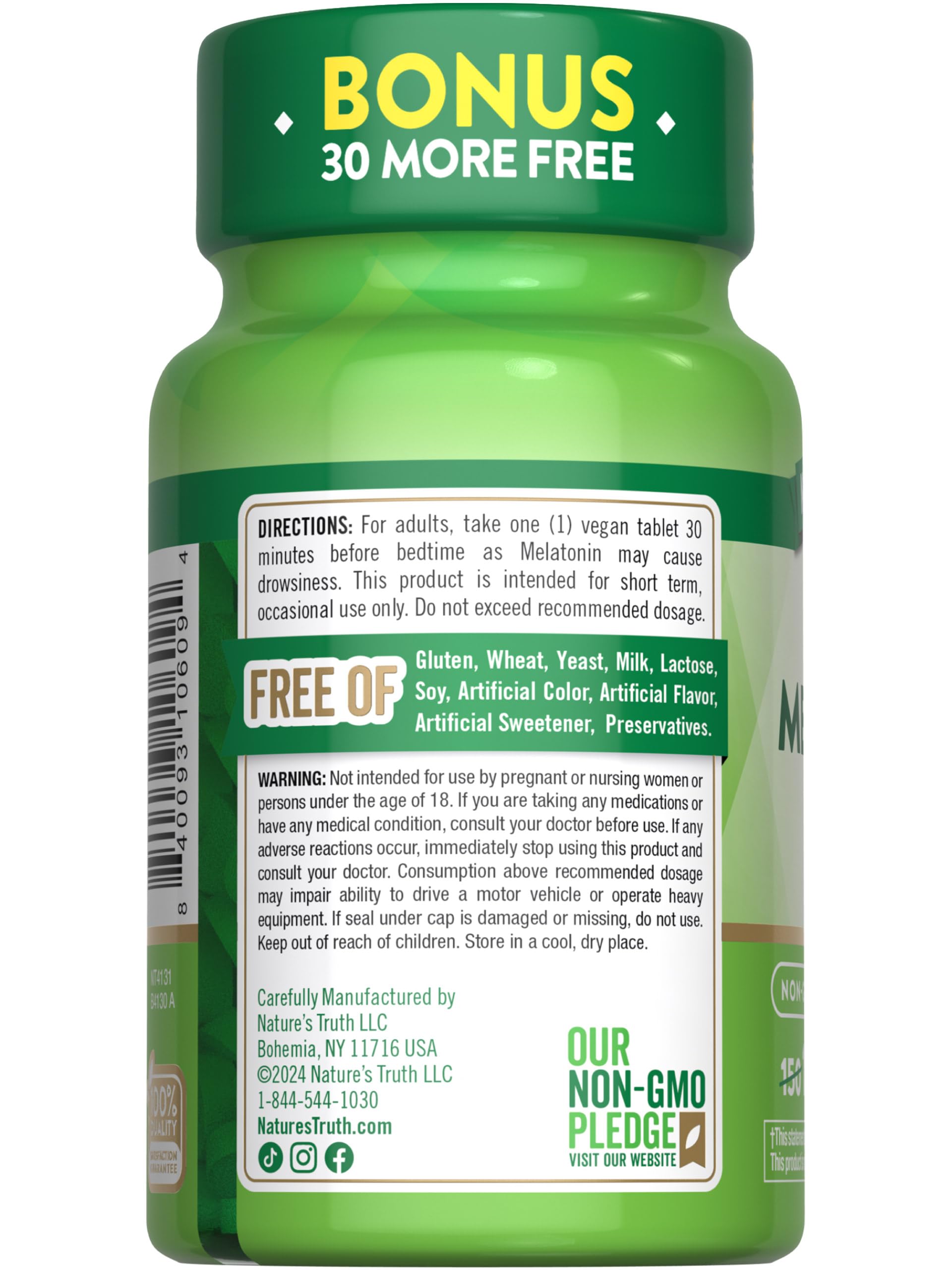 Nature's Truth Melatonin 1 mg tablets in a lifestyle setting