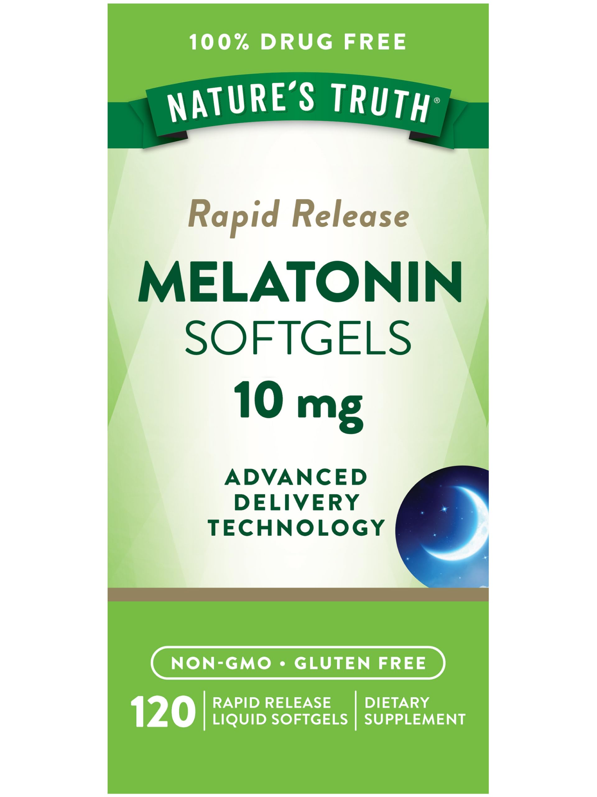 Nature's Truth Melatonin 10mg Rapid Release Softgels front view