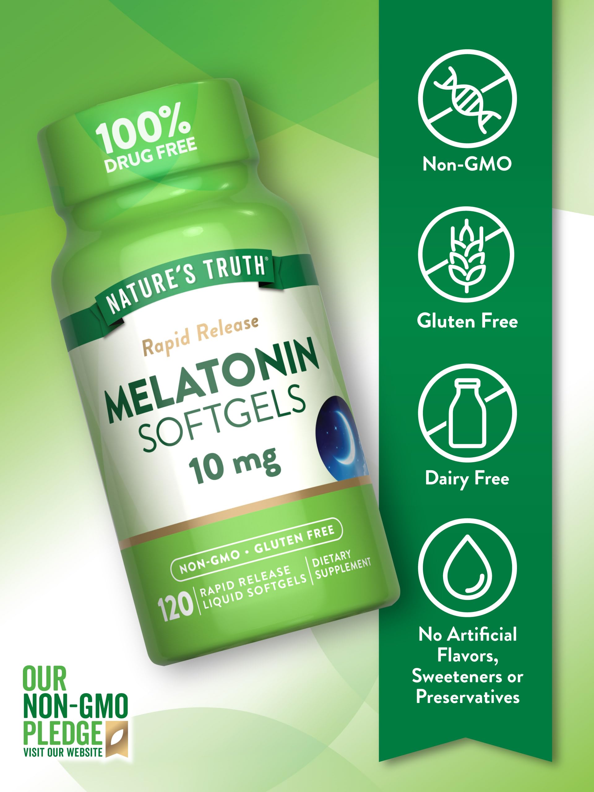 Nature's Truth Melatonin 10mg softgel close-up