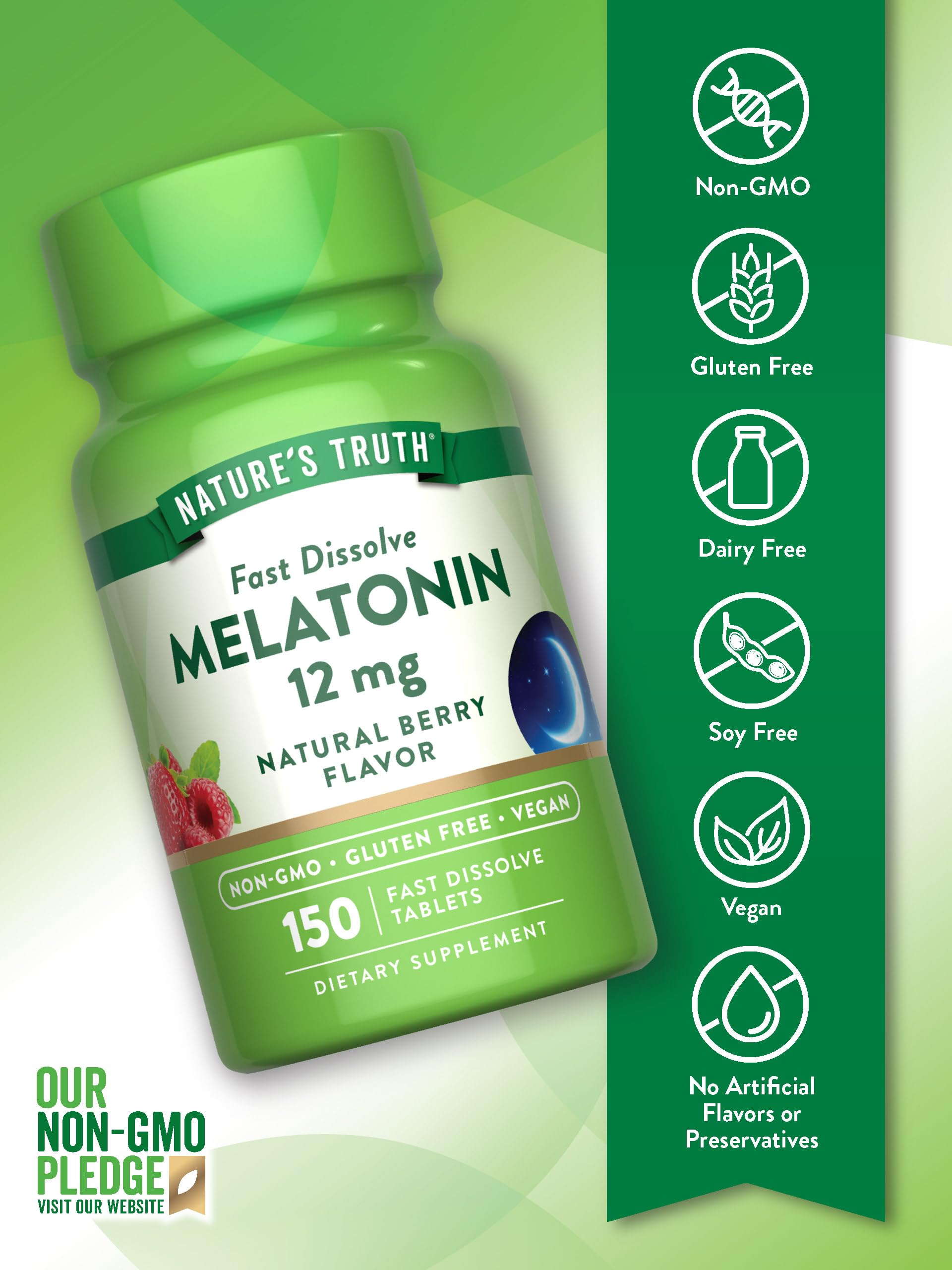 Nature's Truth Melatonin 12 mg Fast Dissolve Tablets side view