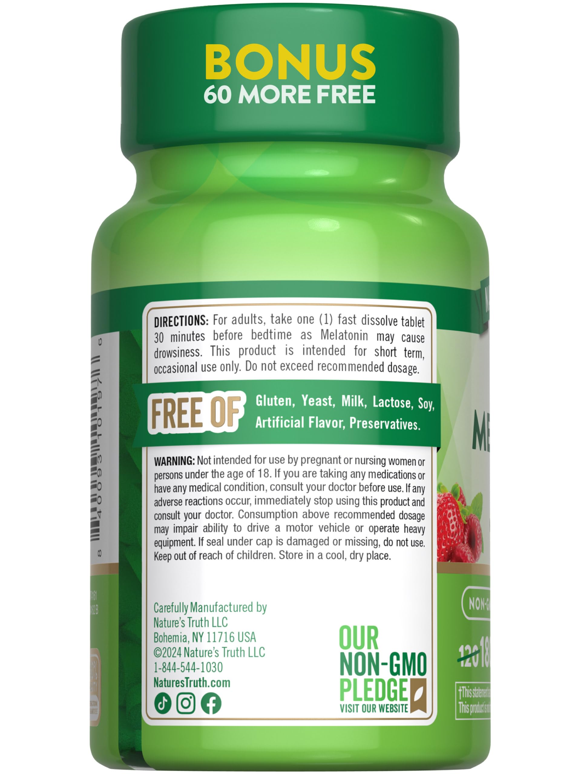 Nature's Truth Melatonin 3mg Fast Dissolve Tablets in hand