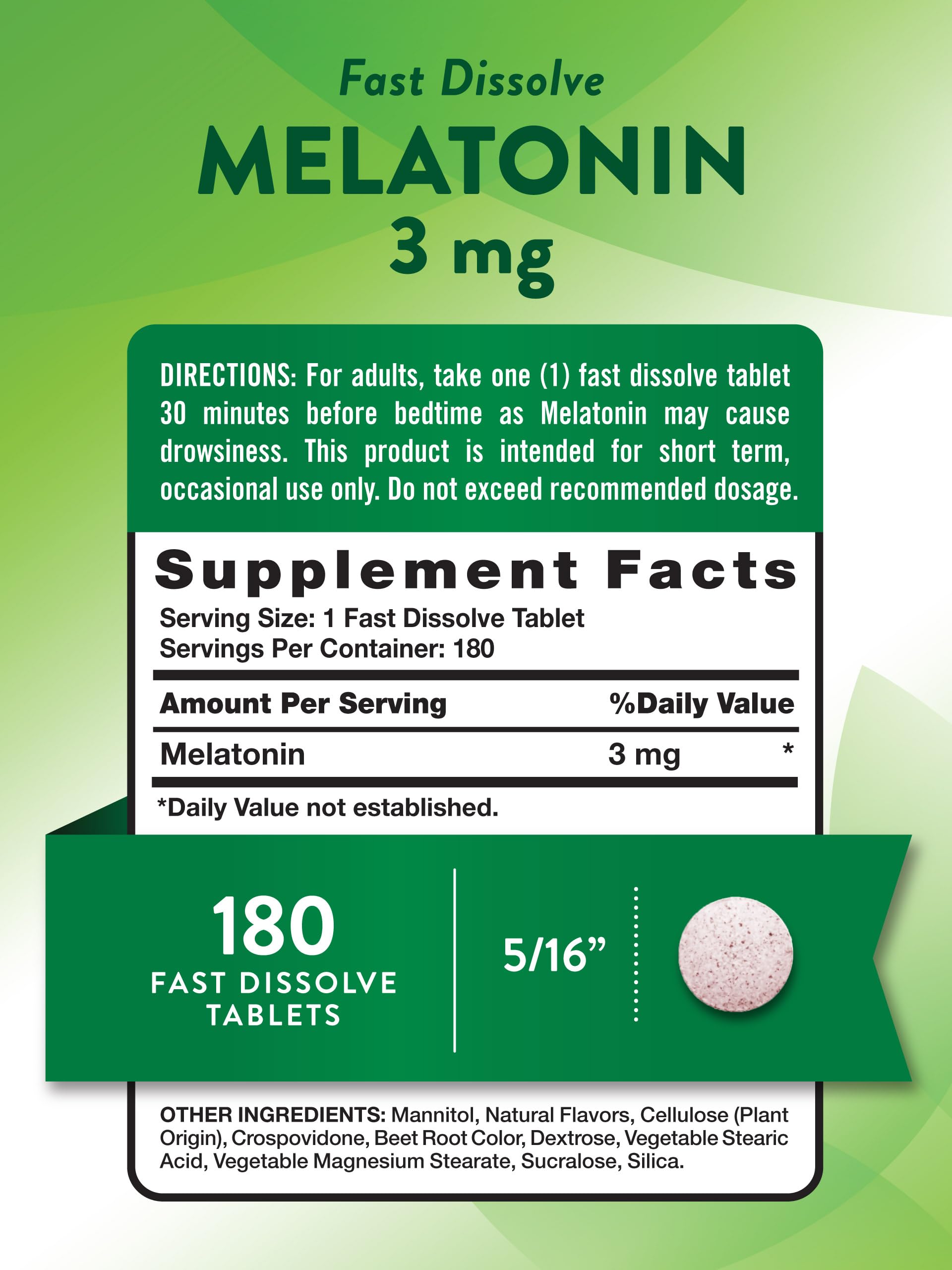 Nature's Truth Melatonin 3mg Fast Dissolve Tablets side view