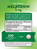 Nature's Truth Melatonin Fast Dissolve Tablets 5mg back view with ingredients