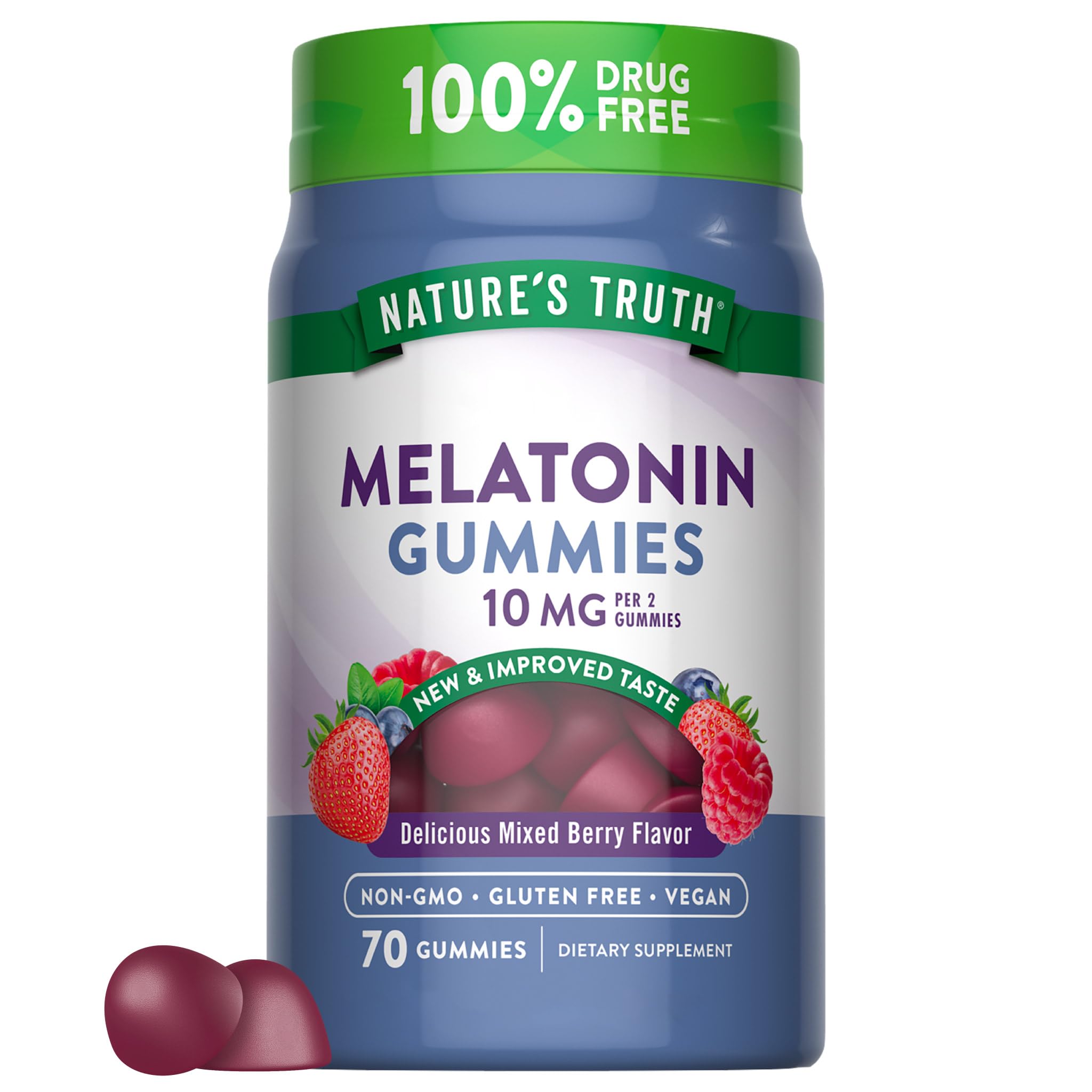 Nature's Truth Melatonin Gummies 10mg 70 Count Berry Flavour front view