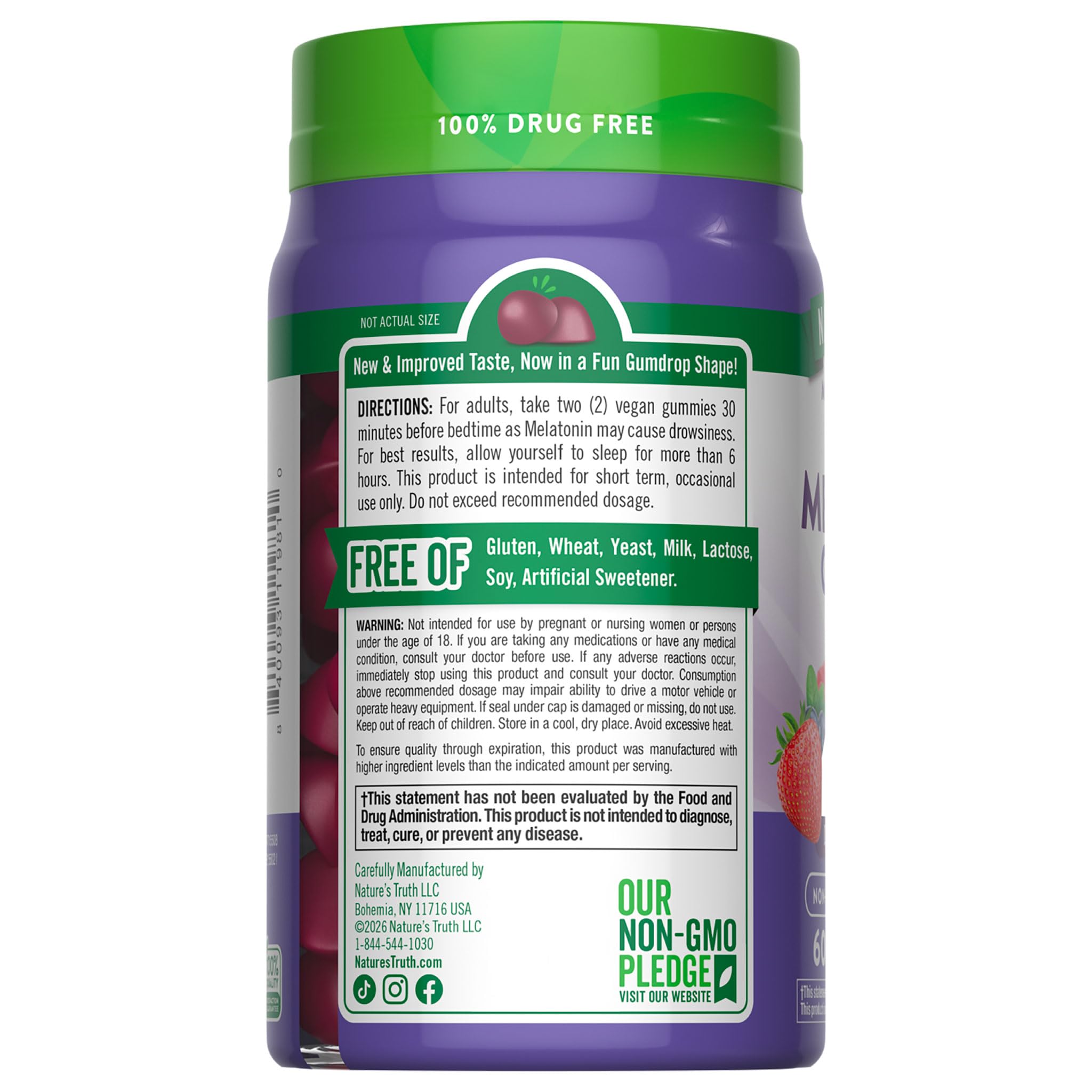 Nature's Truth Melatonin Gummies 12mg Mixed Berry with natural ingredients