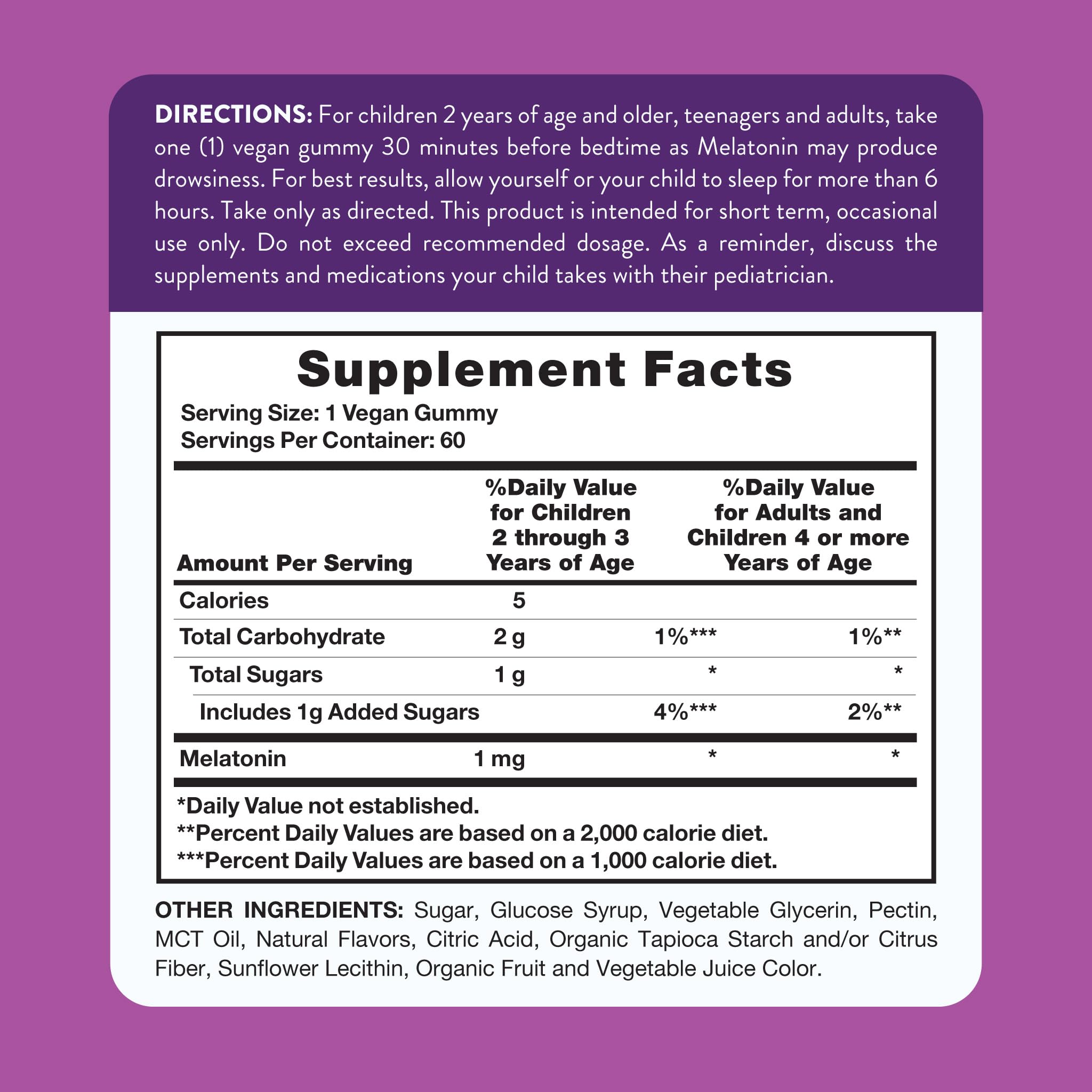 Nature's Truth Melatonin Gummies 1mg packaging with 60 count