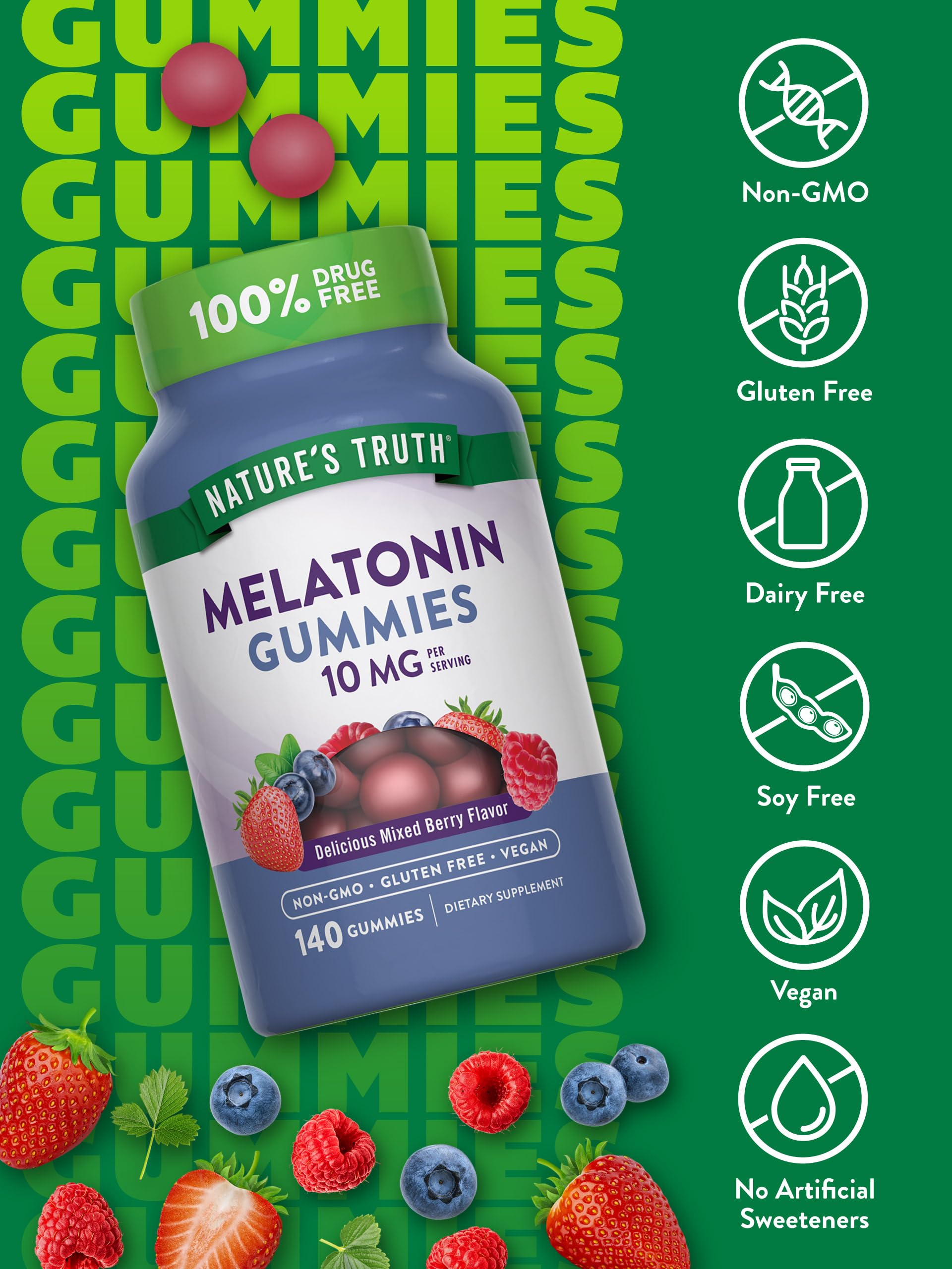 Nature's Truth Melatonin Gummies side view showing gummy texture