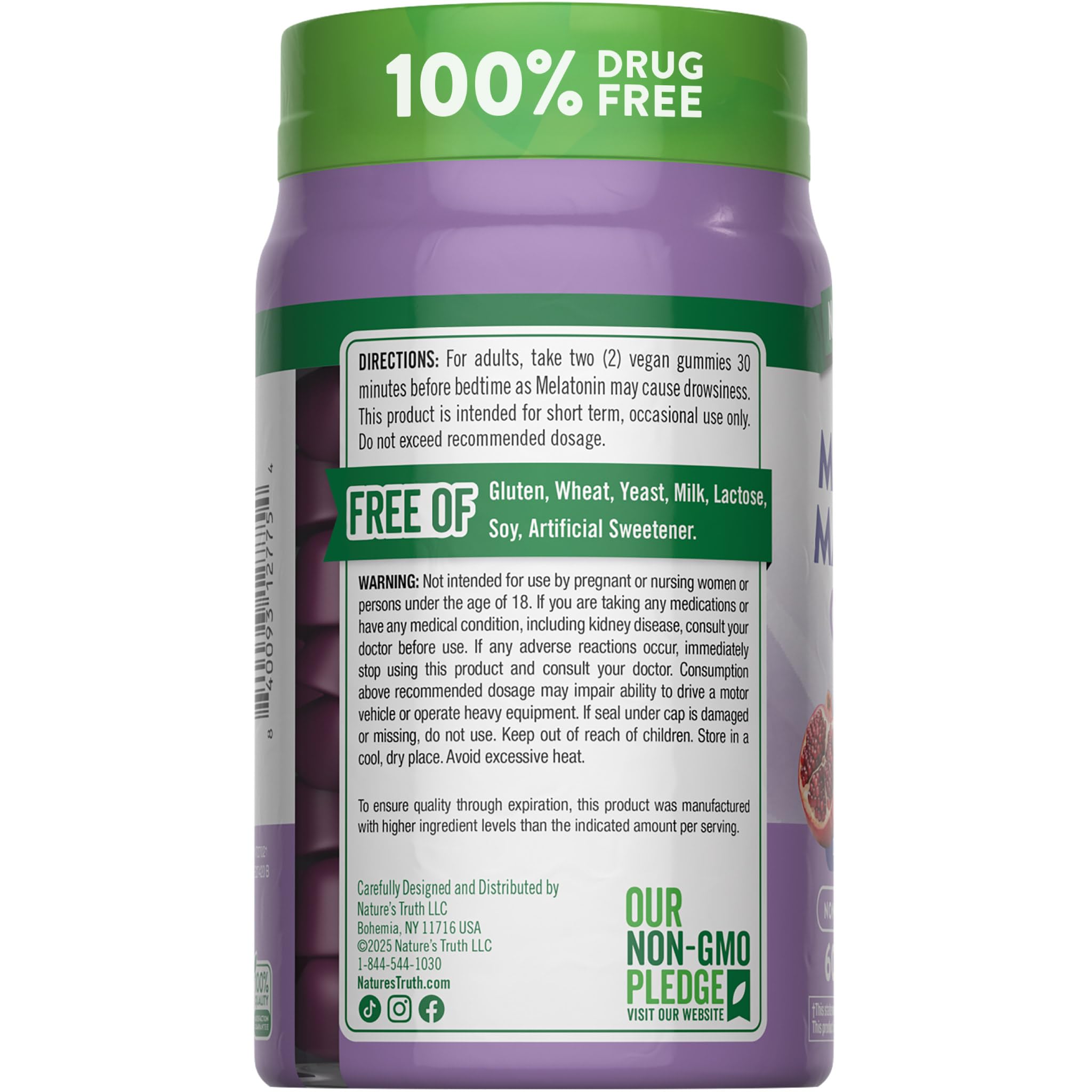 Nature's Truth Melatonin gummies with a glass of water