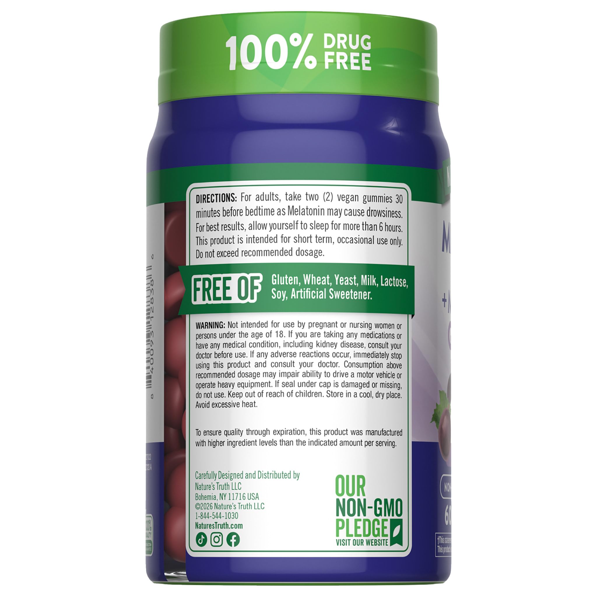 Nature's Truth Melatonin Gummies with a glass of water