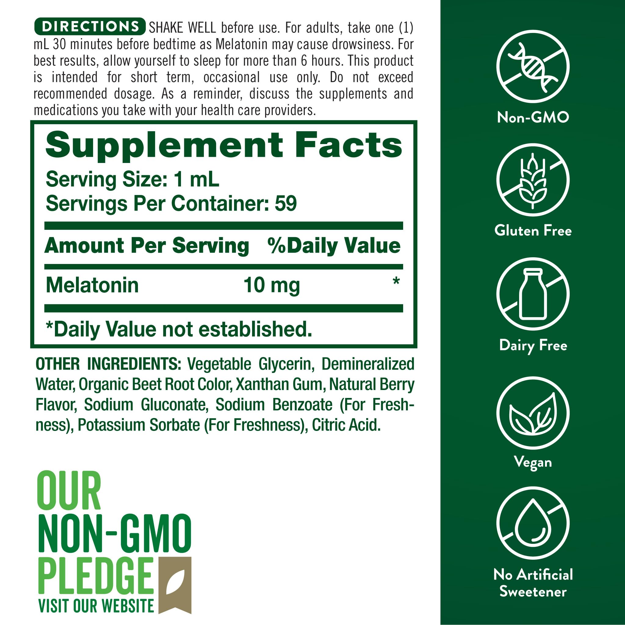 Nature's Truth Melatonin Liquid 10 mg bottle with label