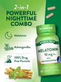 Nature's Truth Melatonin Plus Ashwagandha capsules on a wooden table
