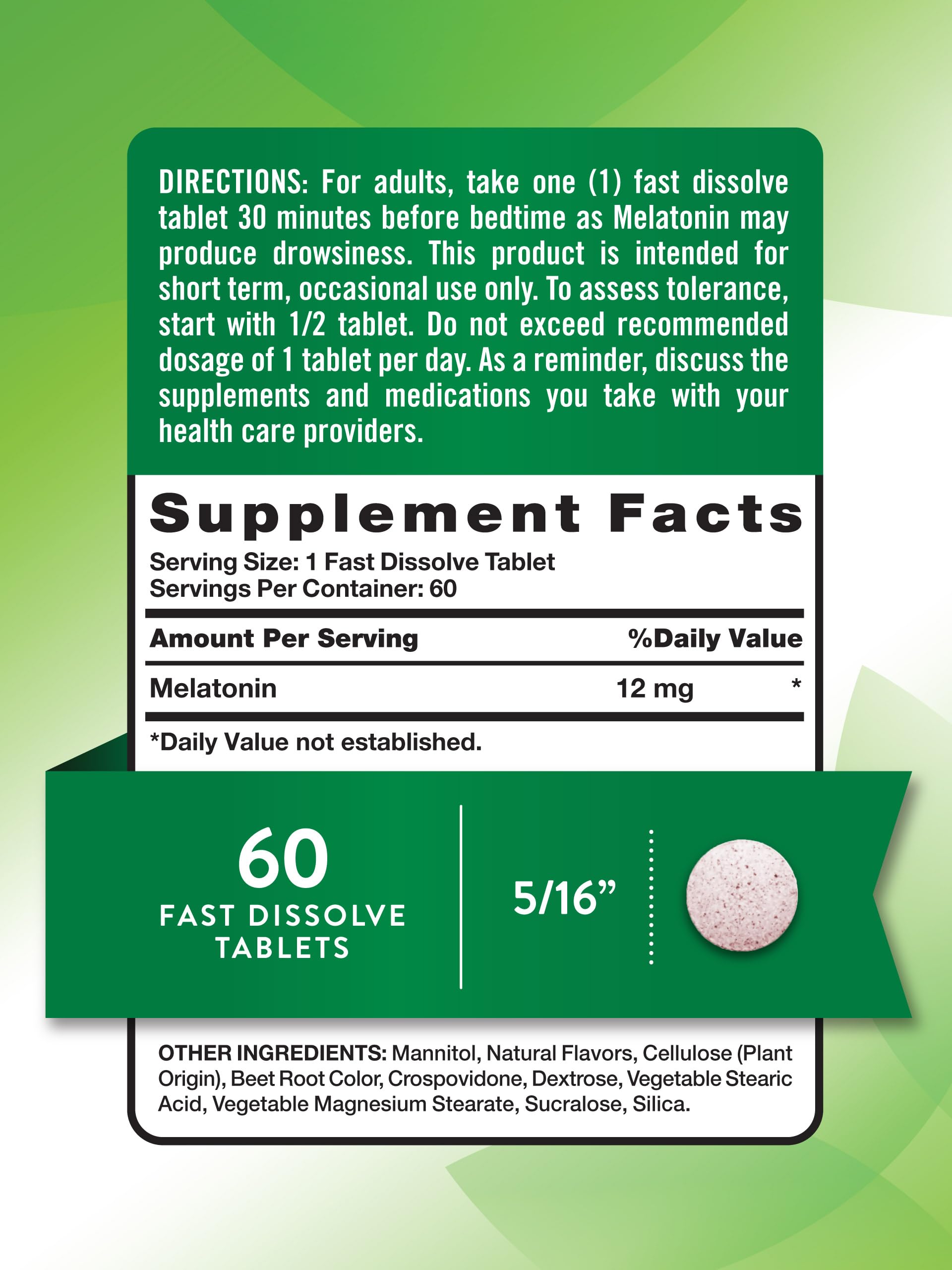 Nature's Truth Melatonin Tablets 12mg packaging