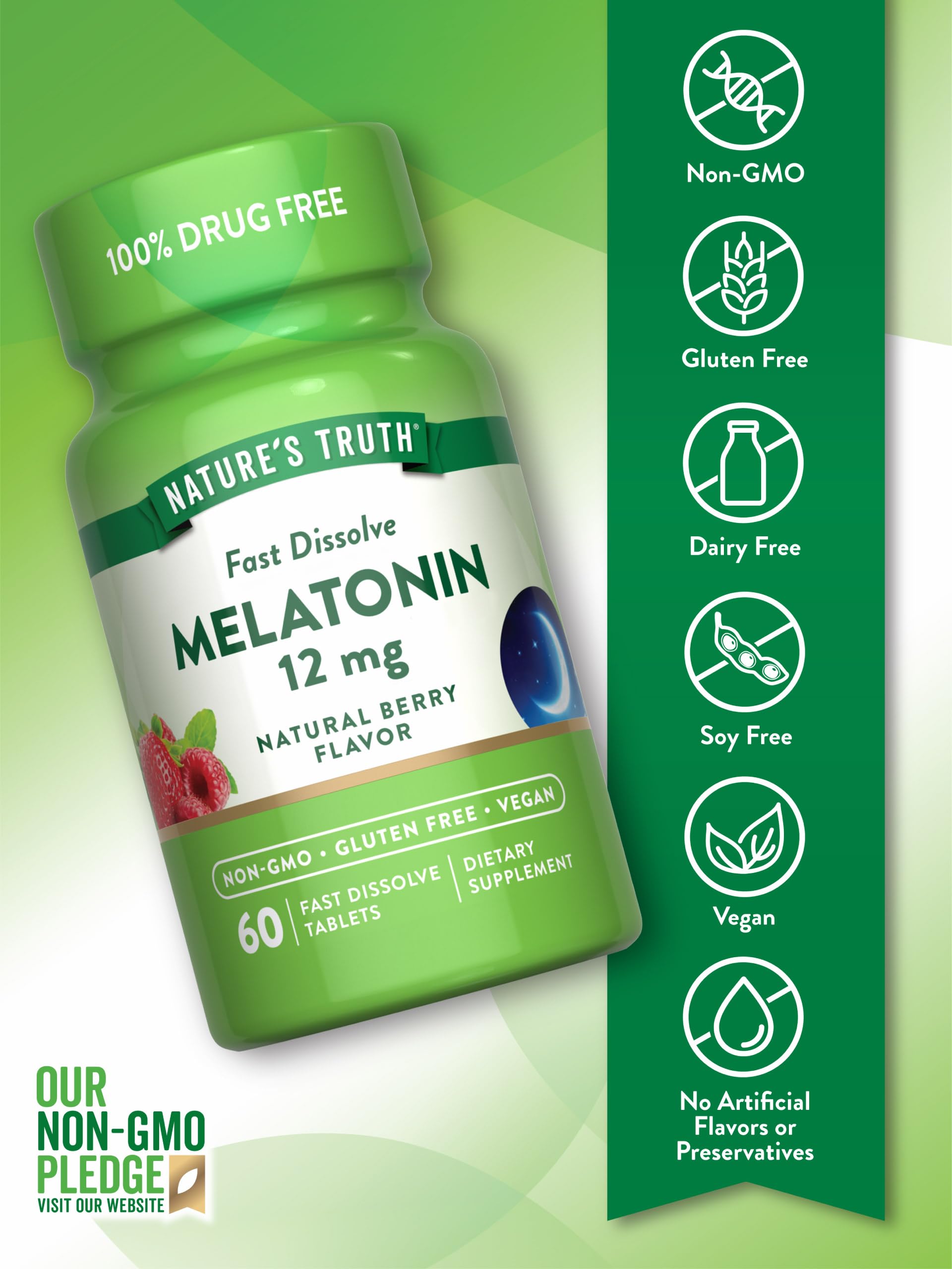 Nature's Truth Melatonin Tablets 12mg side view