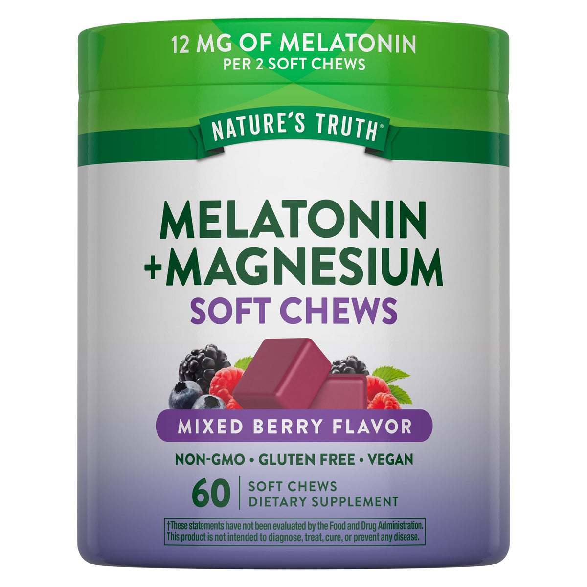 Nature's Truth Melatonin with Magnesium Soft Chews 60 Count front view