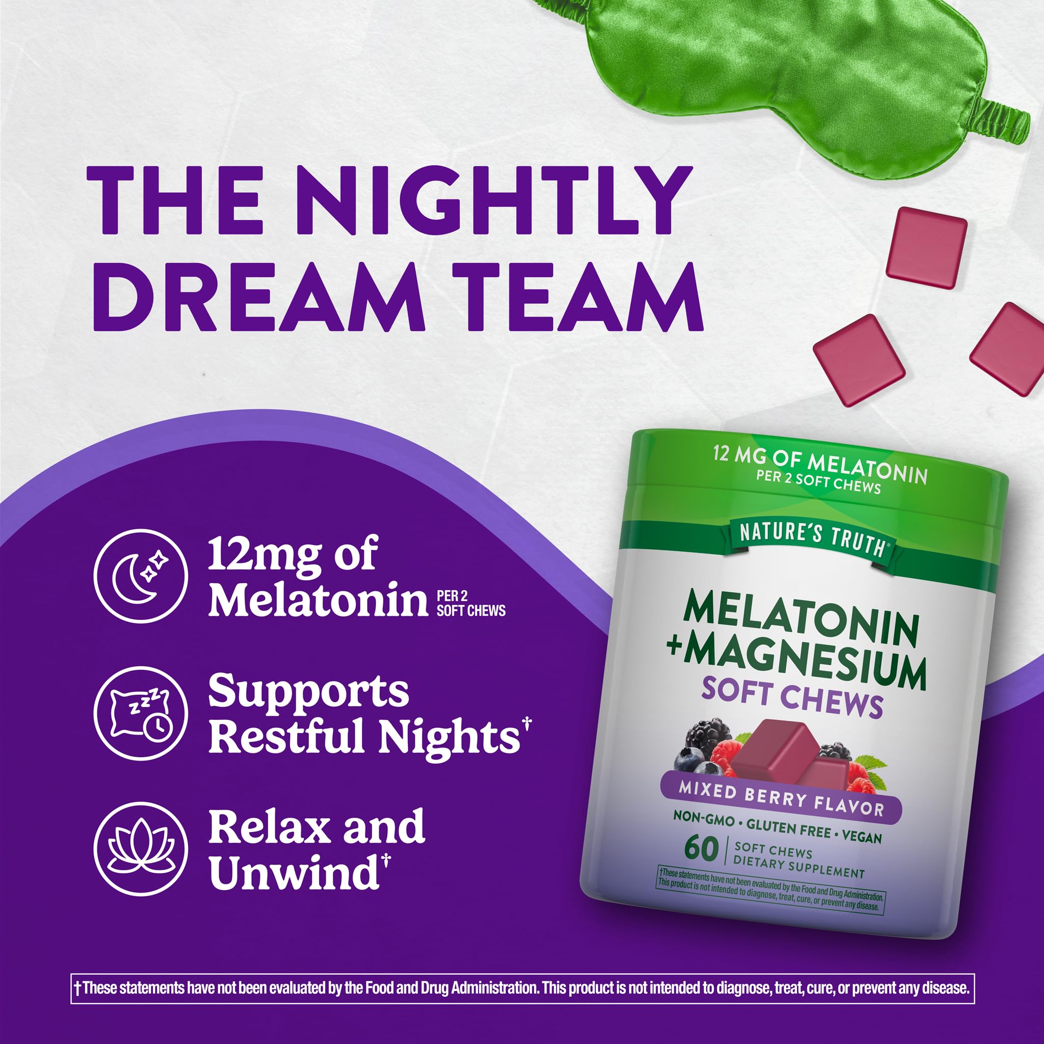 Nature's Truth Melatonin with Magnesium Soft Chews ingredients list