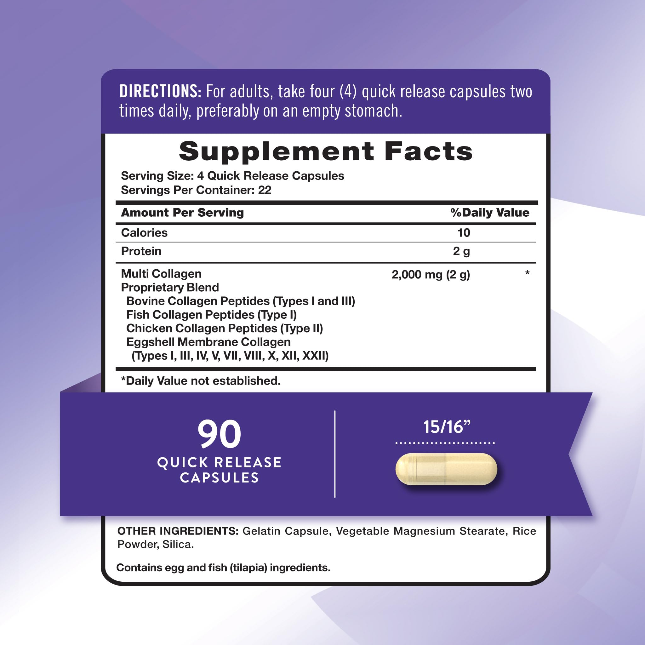 Nature's Truth Multi Collagen Peptides 2000mg capsules side view