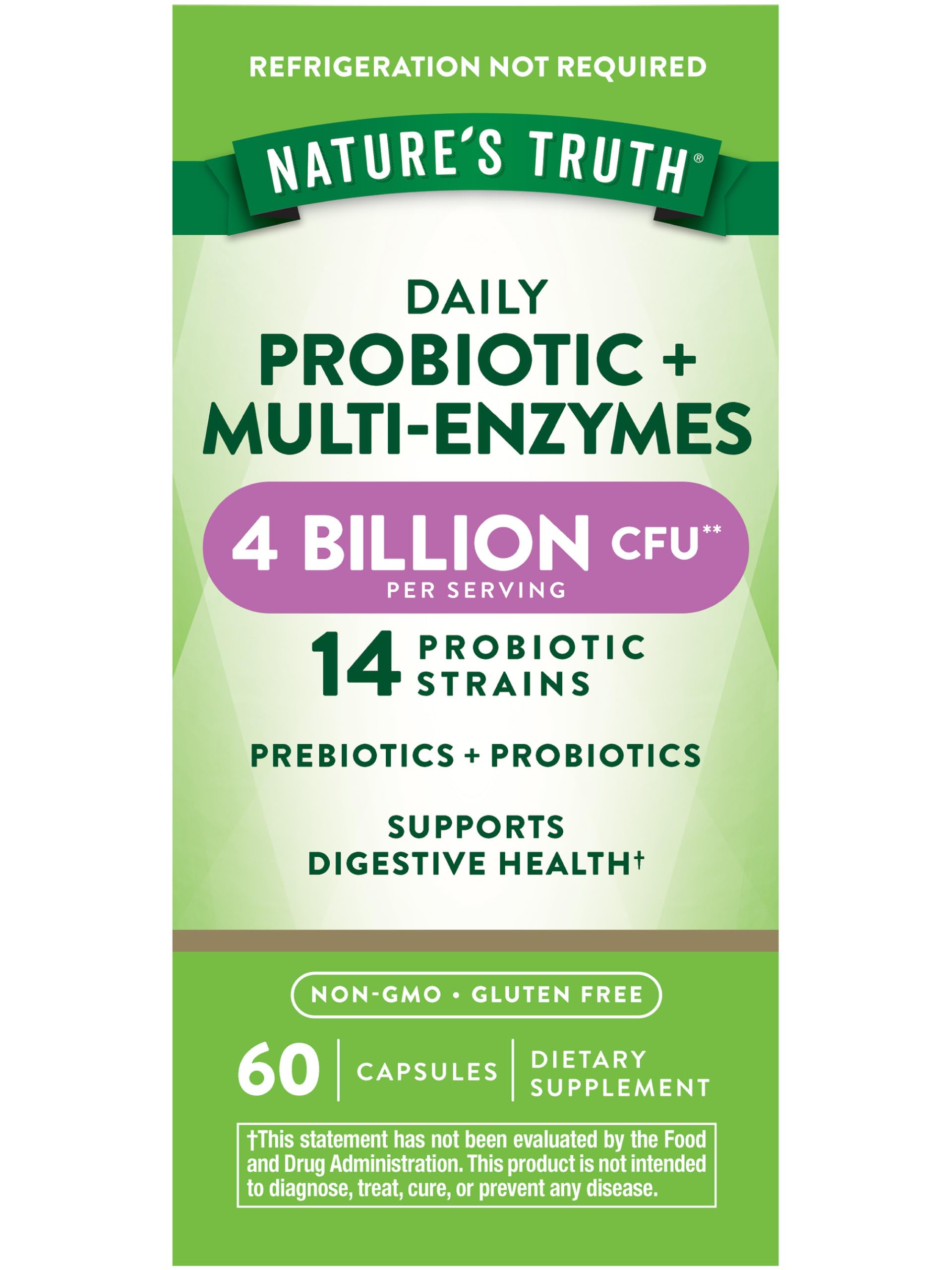Nature's Truth Multi-Enzymes Advanced Probiotic front view of packaging