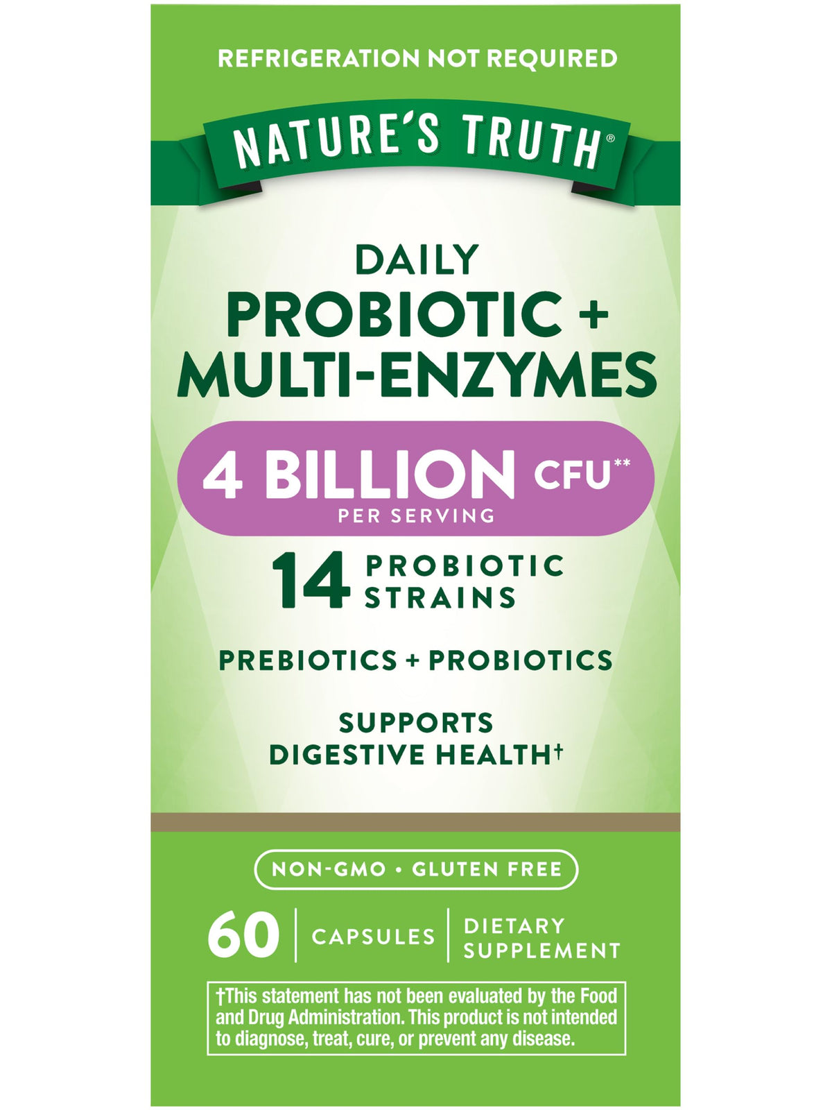 Nature's Truth Multi-Enzymes Advanced Probiotic front view of packaging