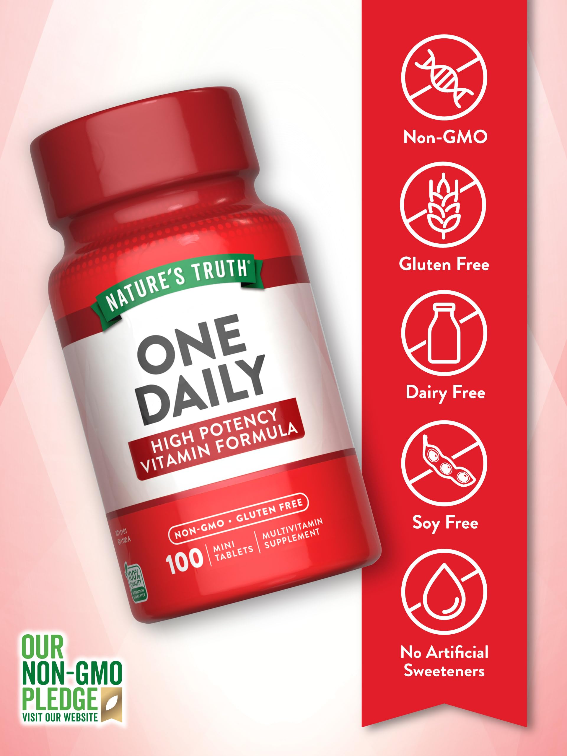 Nature's Truth Multivitamin Mini Tablets ingredients list on packaging