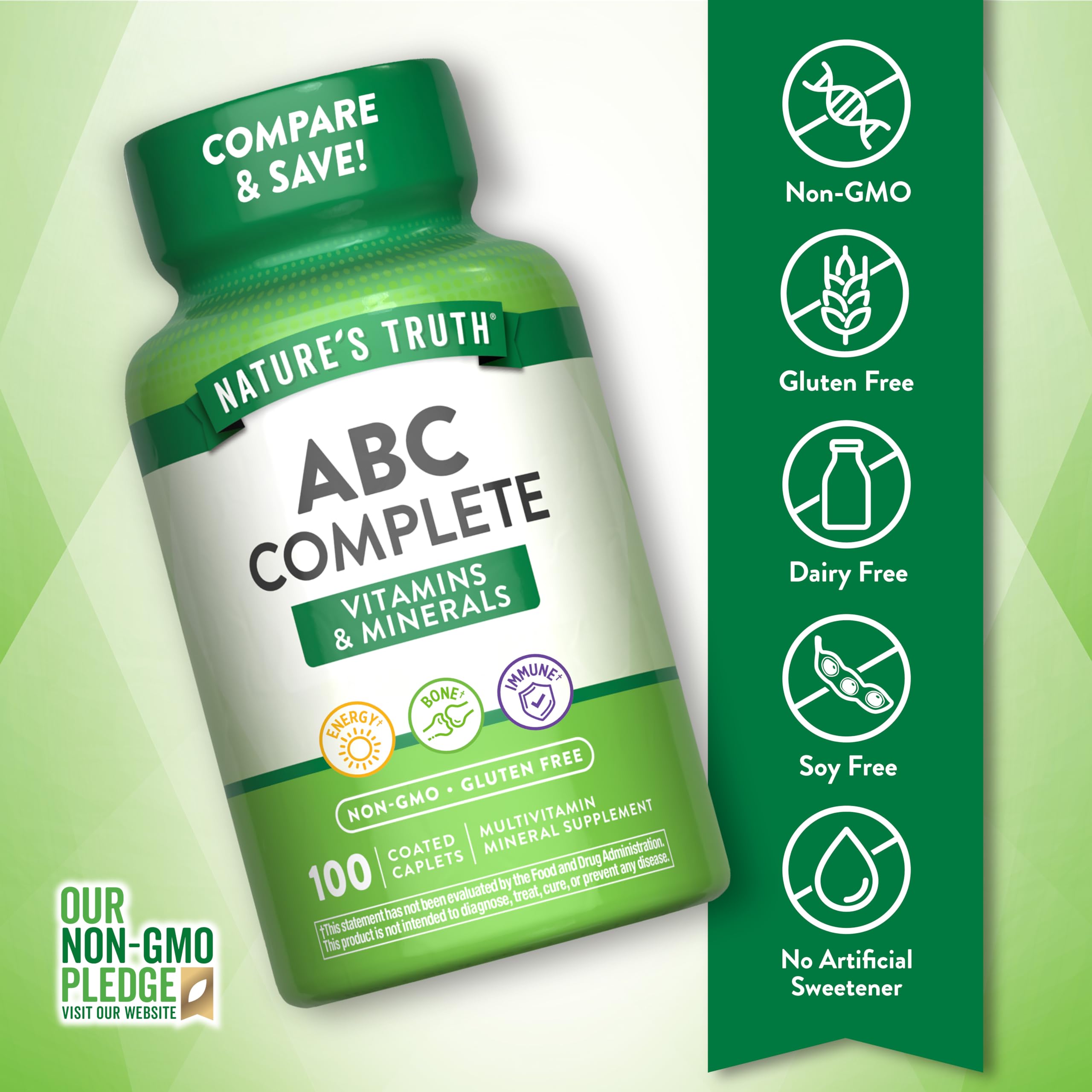 Nature's Truth Multivitamins back view with ingredient list