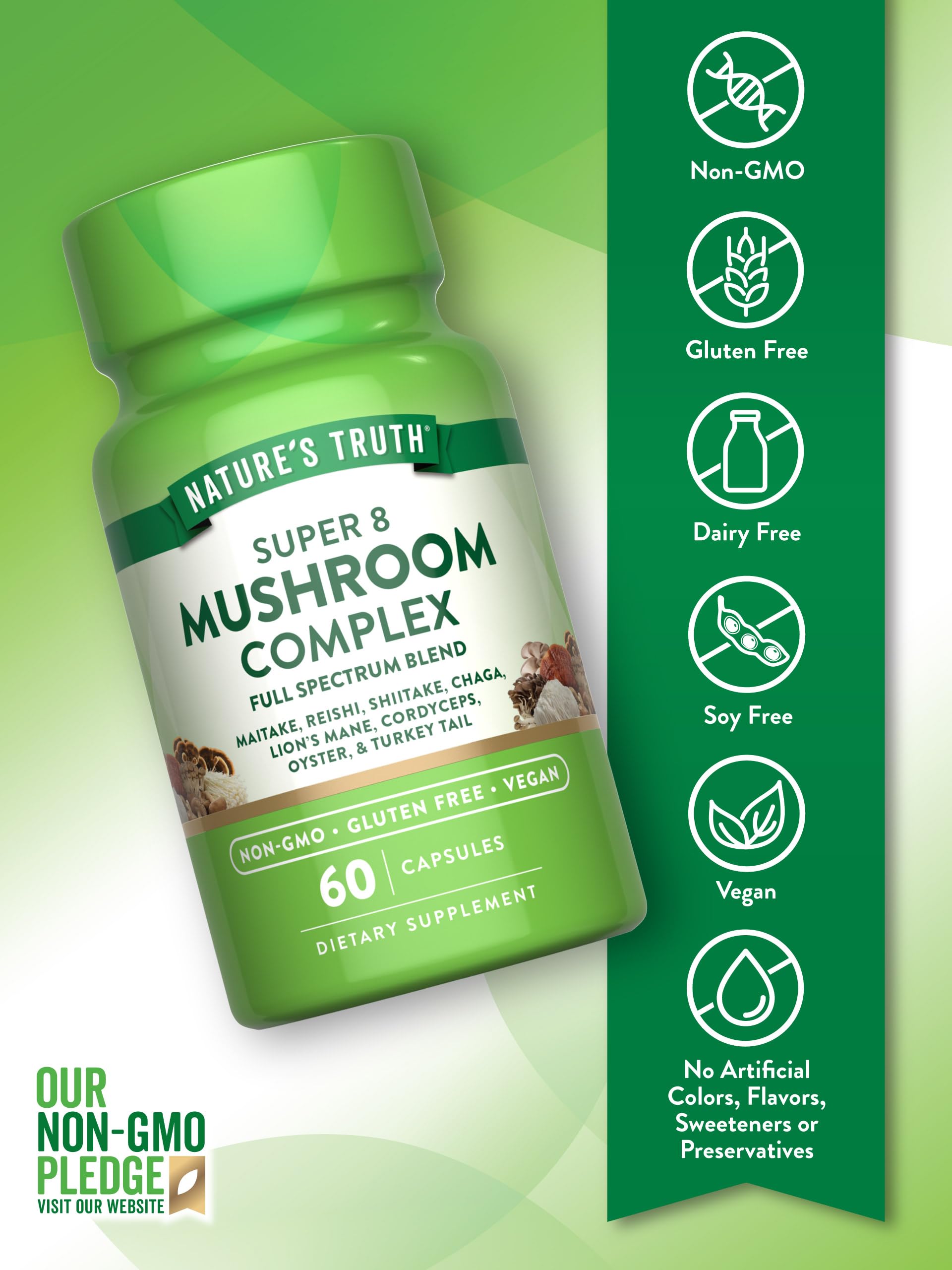 Nature's Truth Mushroom Complex 50g side view showing capsule