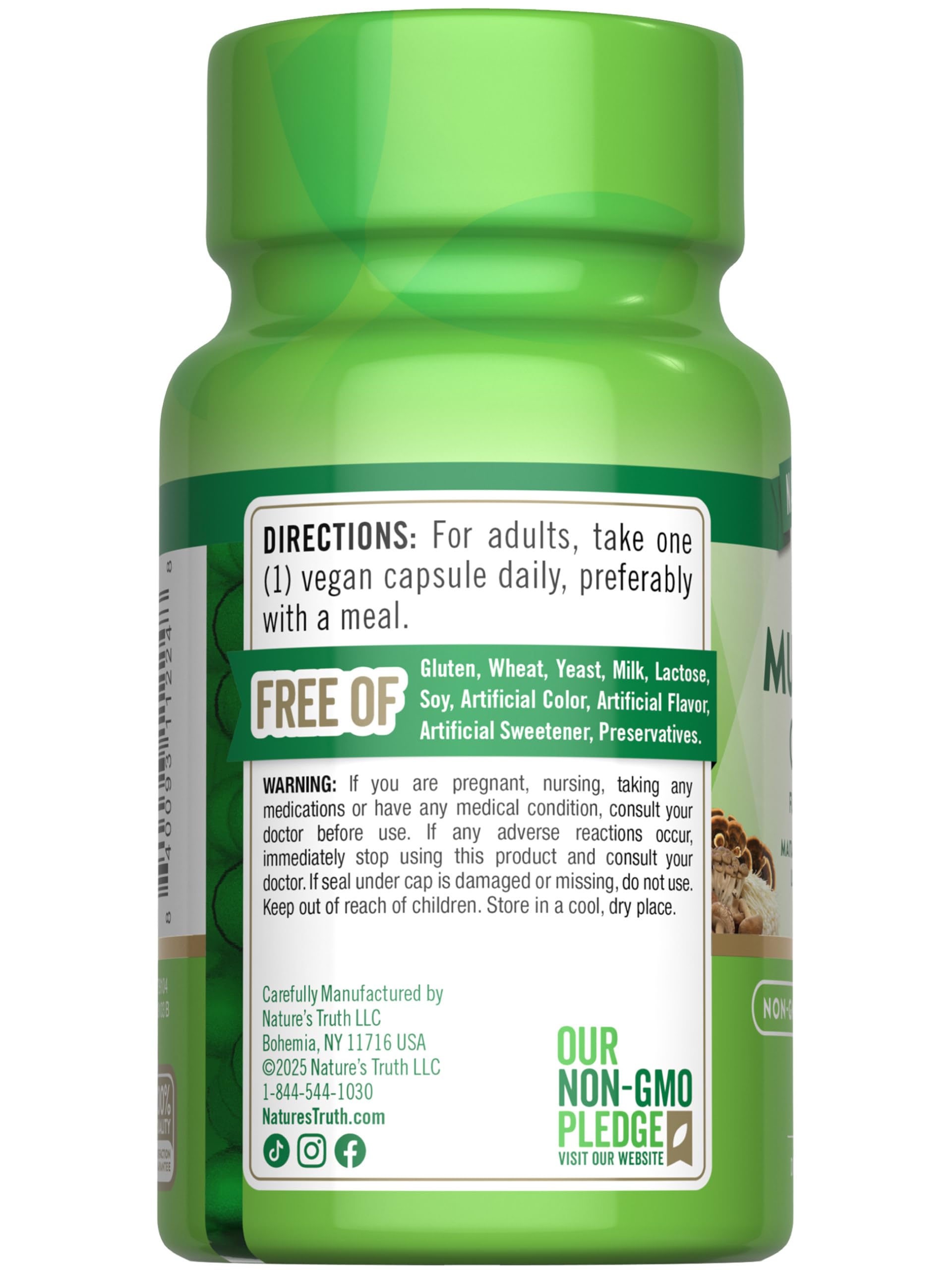 Nature's Truth Mushroom Complex 50g with a measuring spoon