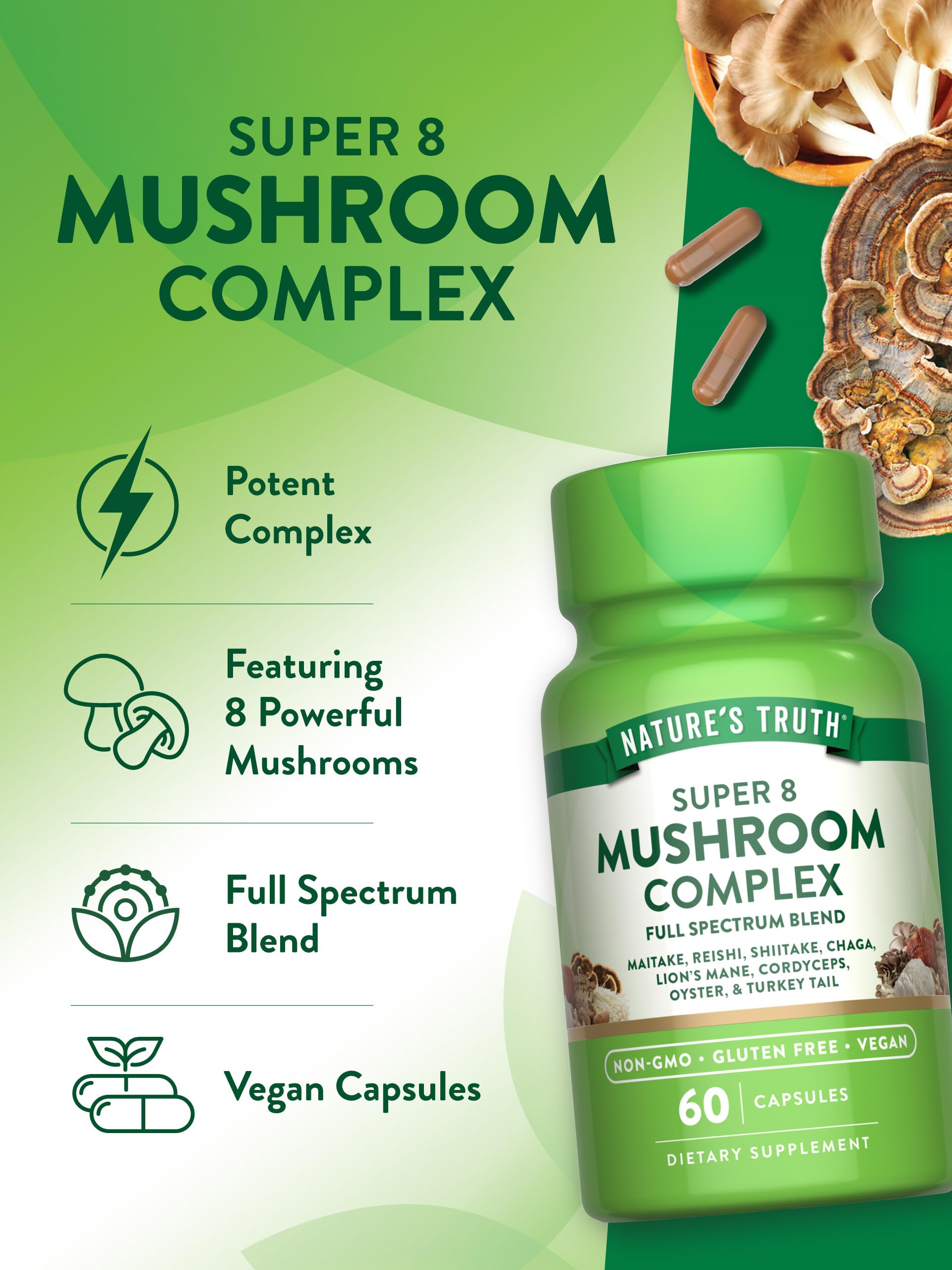 Nature's Truth Mushroom Complex 50g with other wellness products