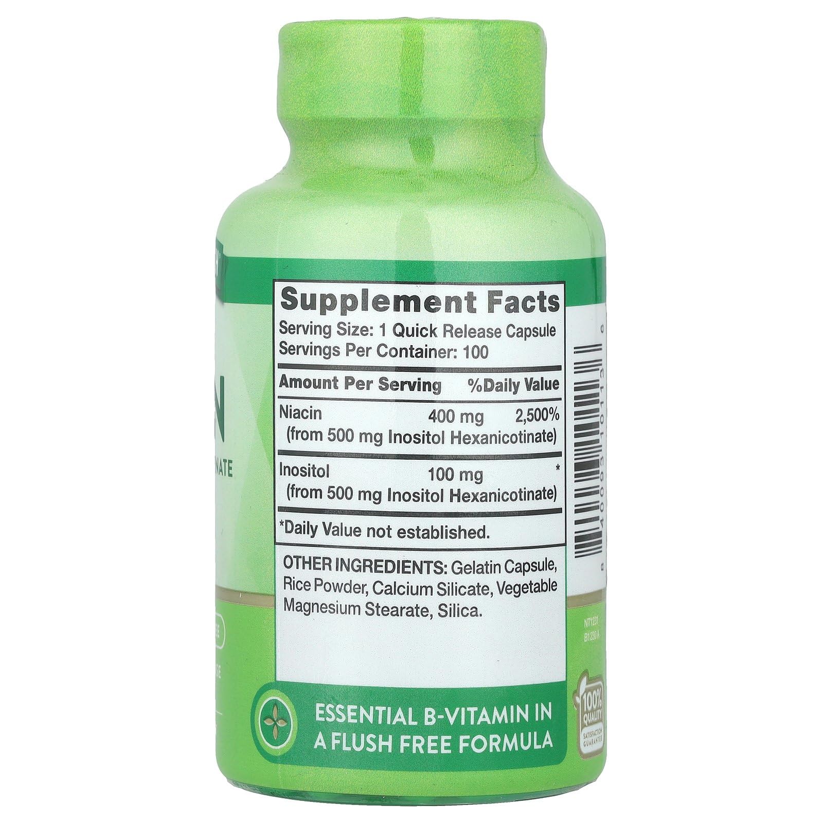 Nature's Truth Niacin B3 500mg Capsules packaging side view