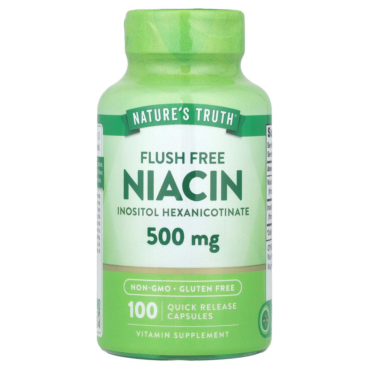 Nature's Truth Niacin B3 500mg Flush Free Capsules front view