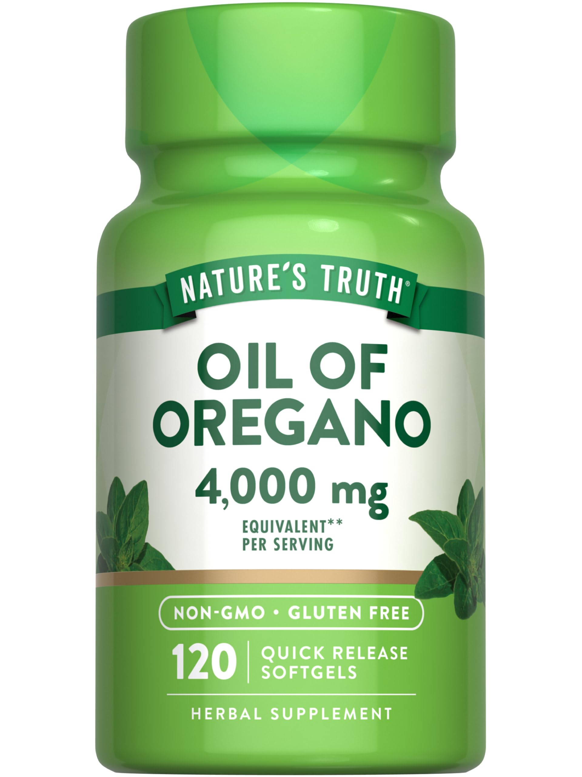 Nature's Truth Oregano Oil Softgels front view with packaging