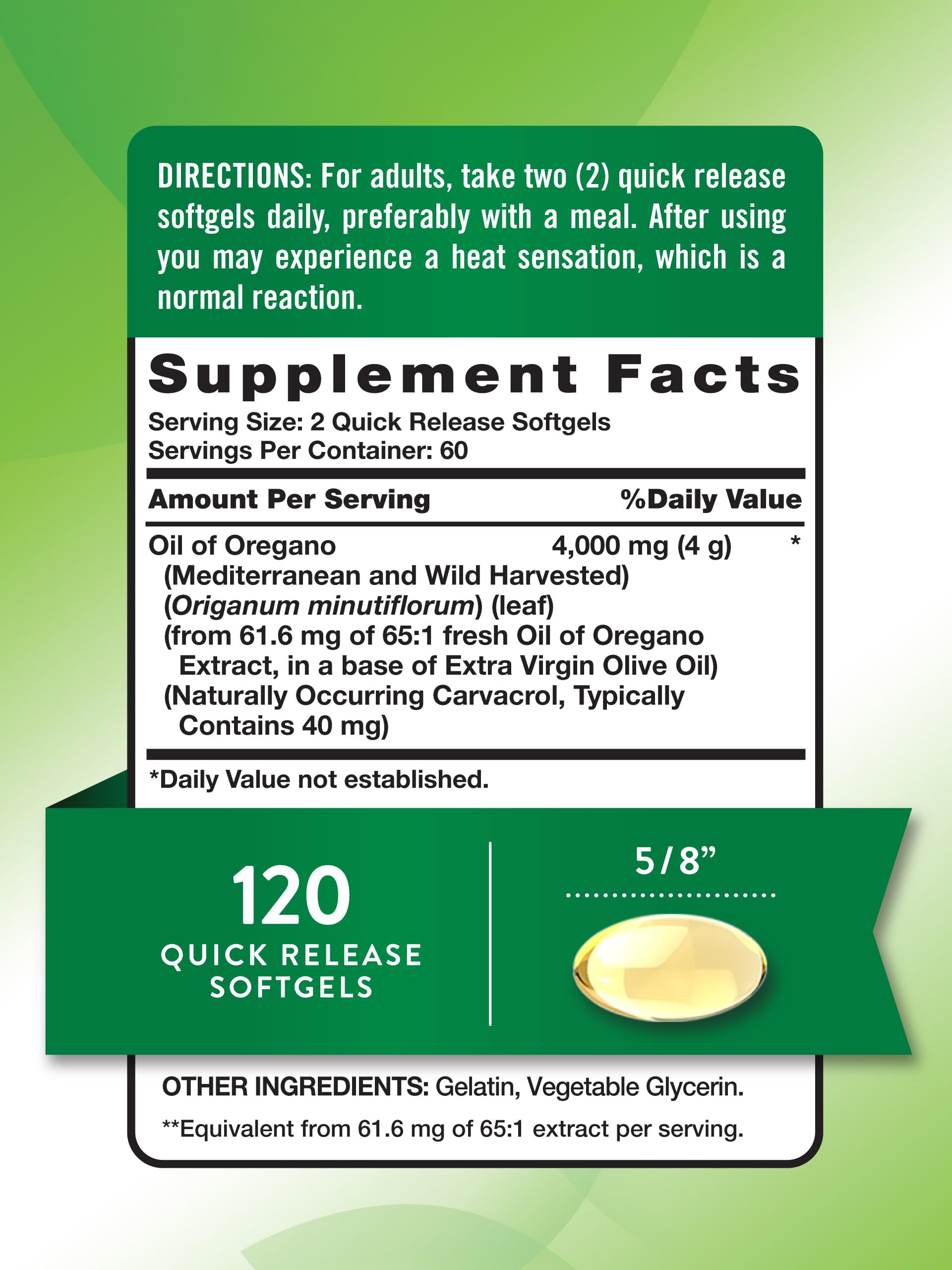 Nature's Truth Oregano Oil Softgels side view showing capsule