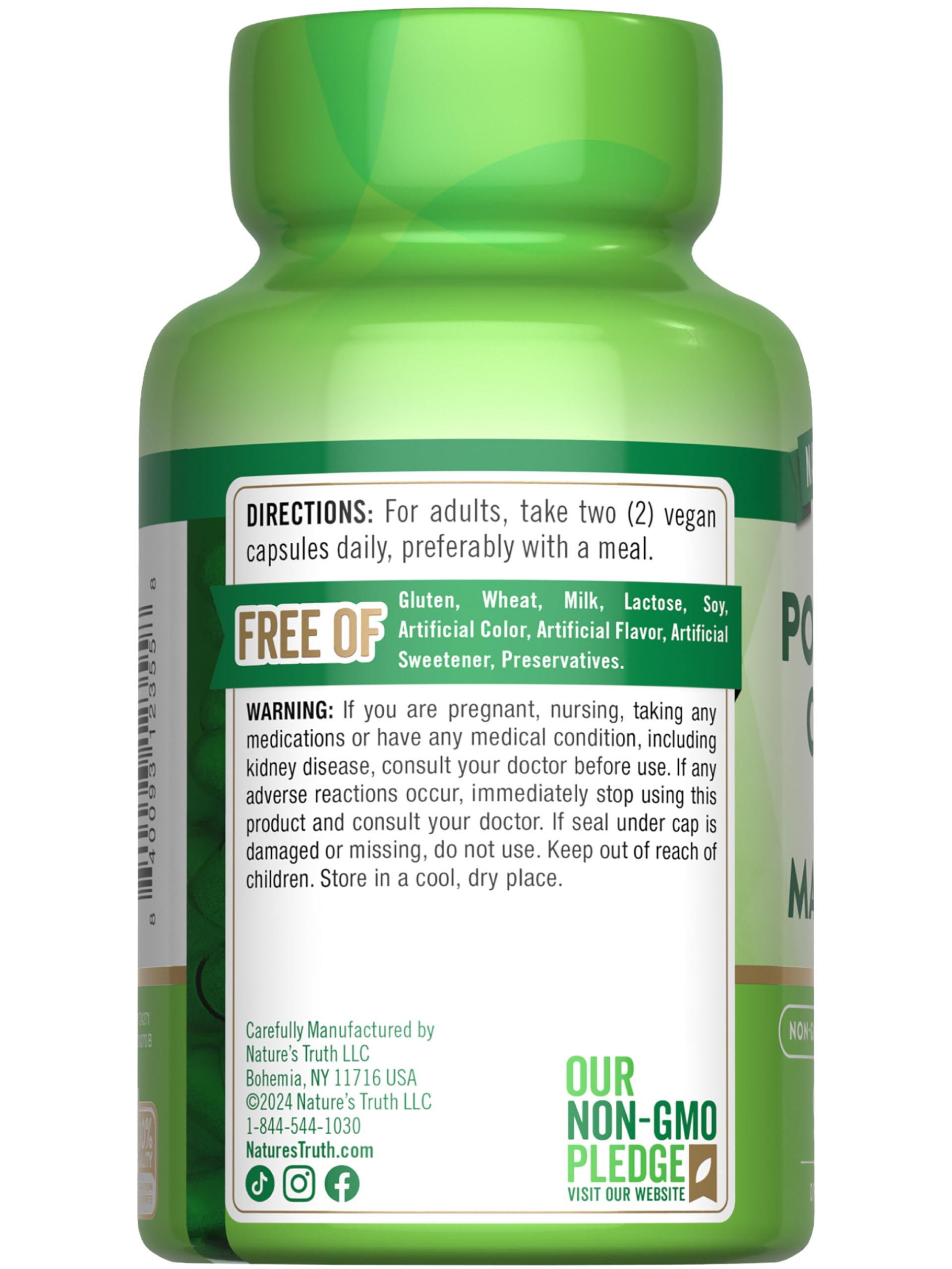 Nature's Truth Potassium Citrate Plus Magnesium Capsules with ingredients list