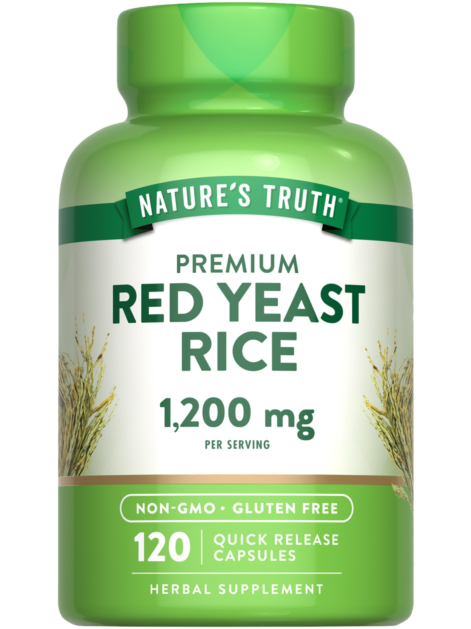 Nature's Truth Red Yeast Rice 1200mg Capsules front view