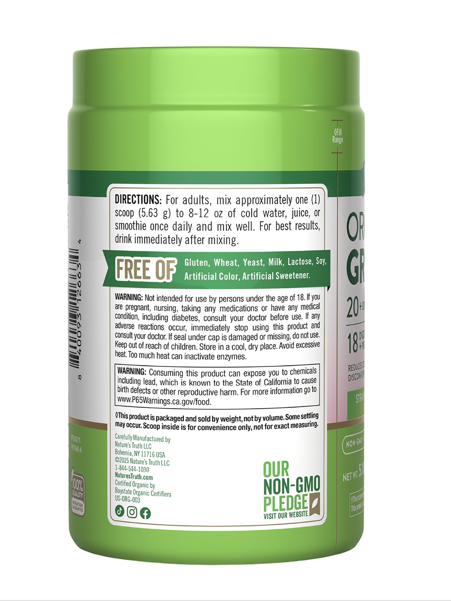 Nature's Truth Super Greens Vegan Powder 193g close-up of the powder