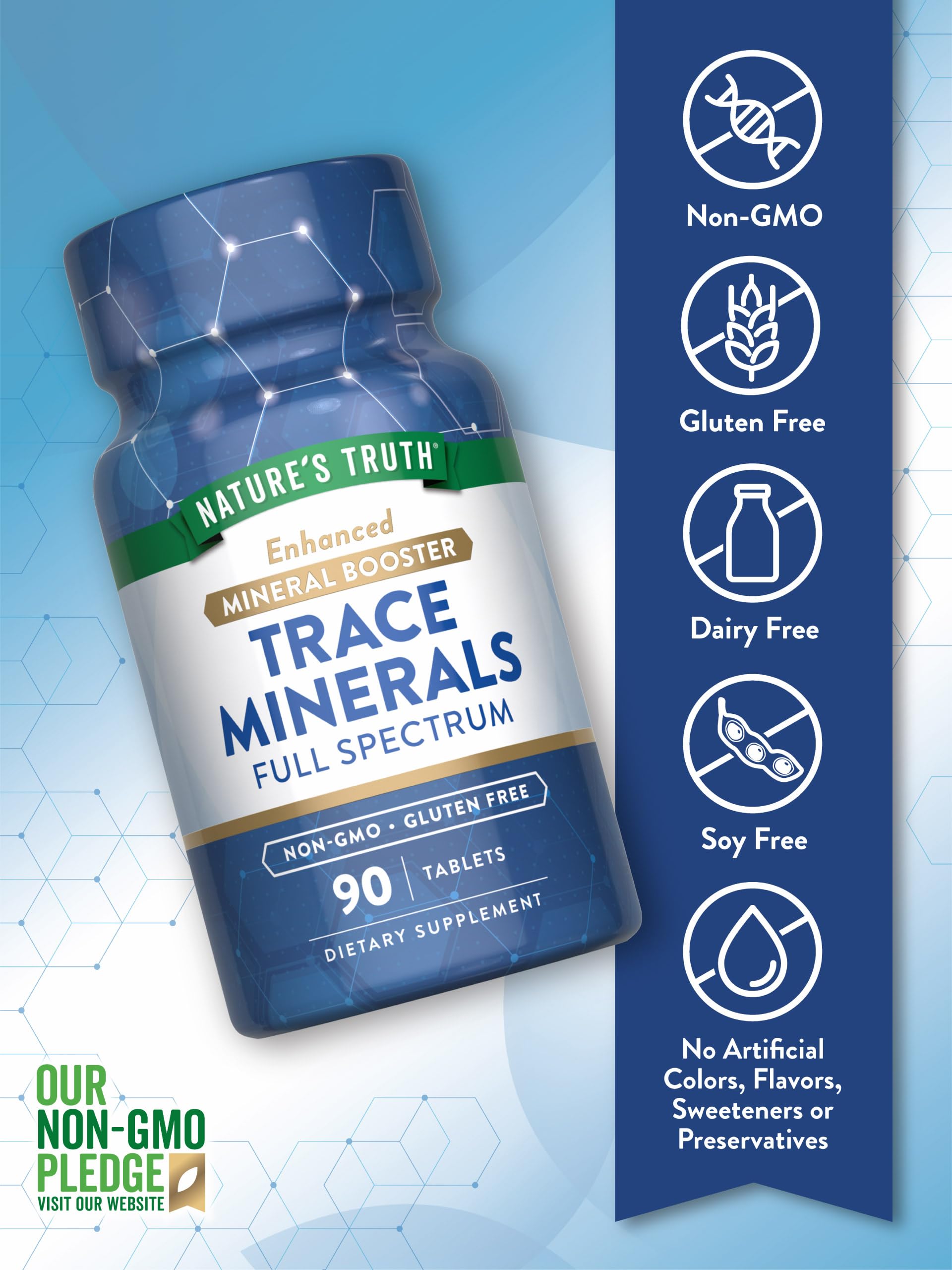 Nature's Truth Trace Minerals Supplement side view showing tablet size