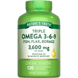 Nature's Truth Triple Omega 3-6-9 Complex 3600mg capsules front view