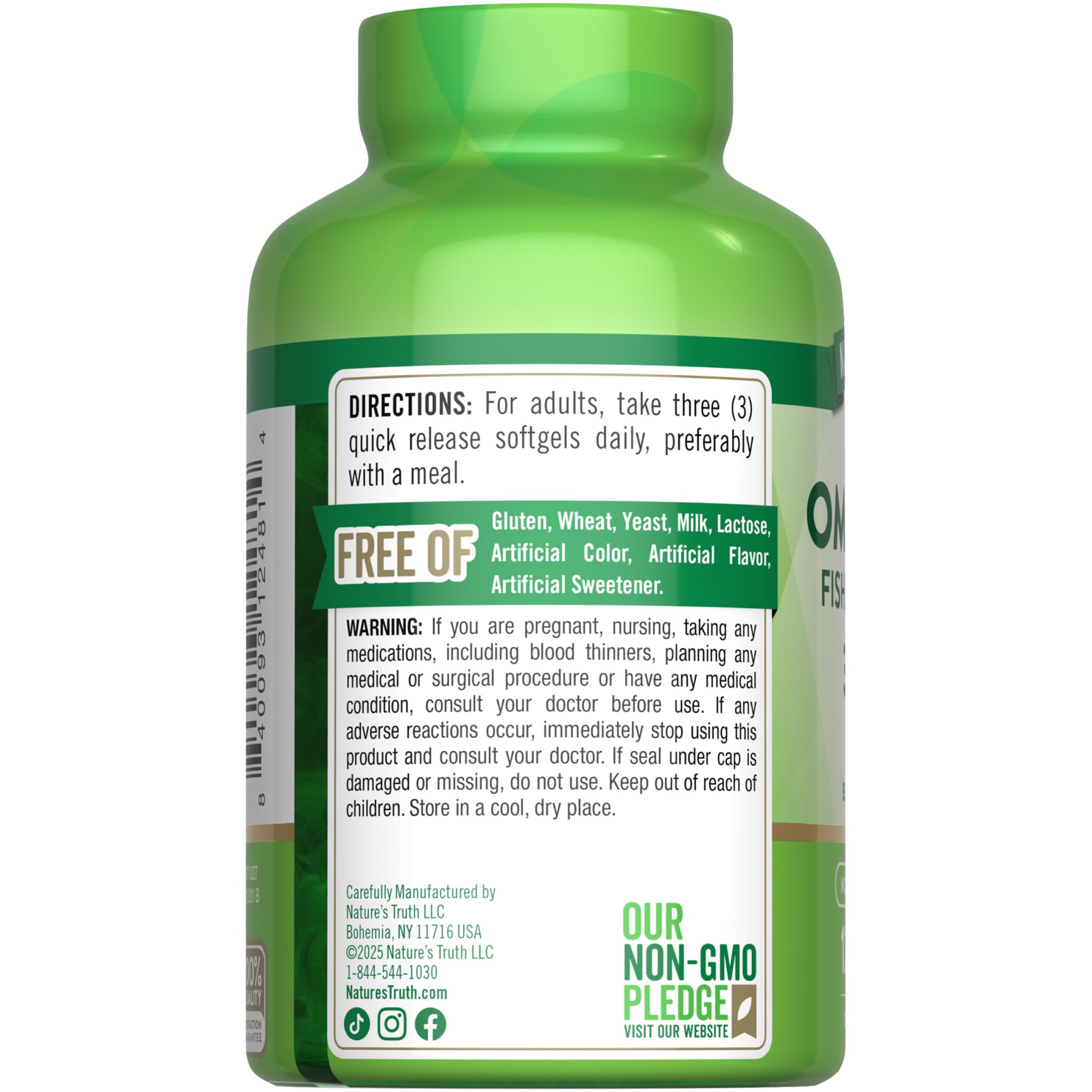 Nature's Truth Triple Omega 3-6-9 Complex 3600mg capsules opened bottle