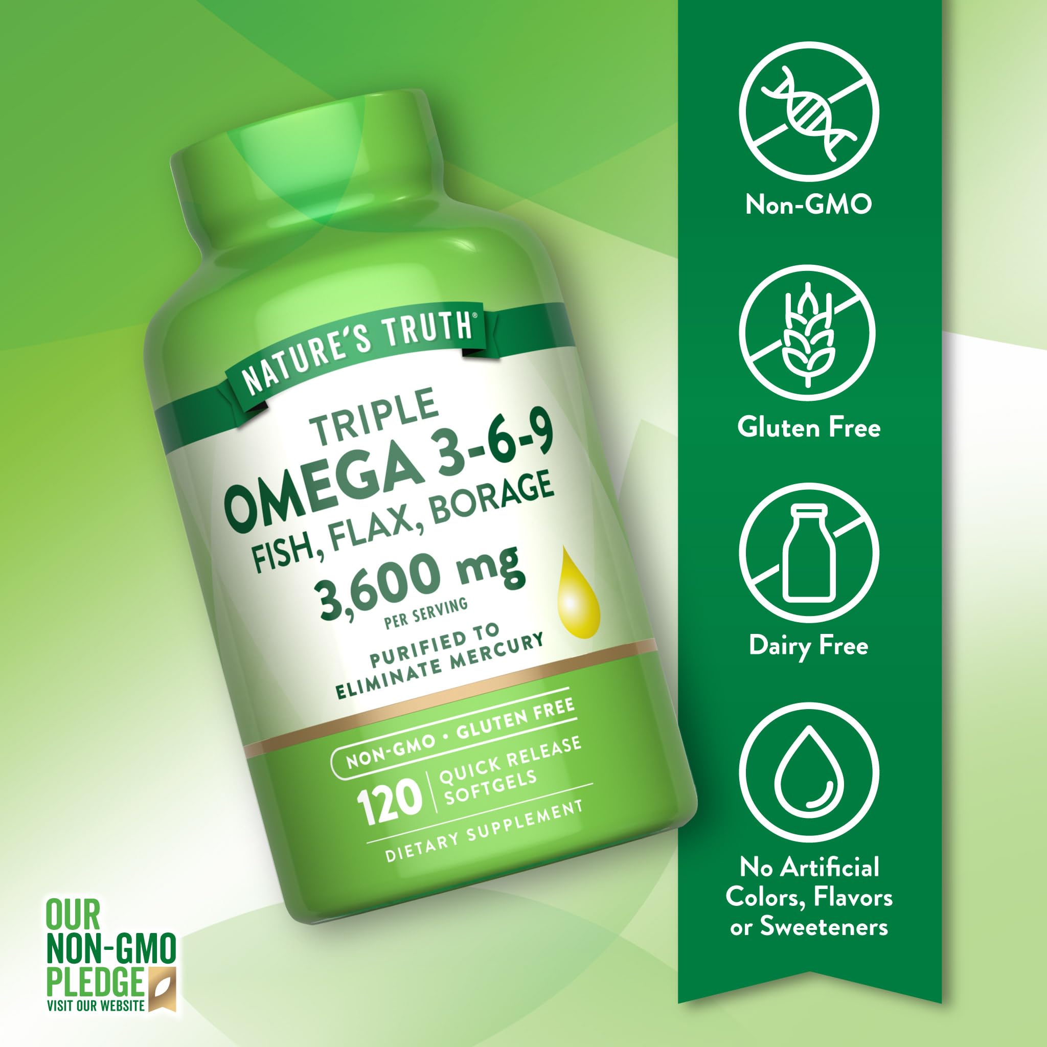 Nature's Truth Triple Omega 3-6-9 Complex 3600mg capsules packaging