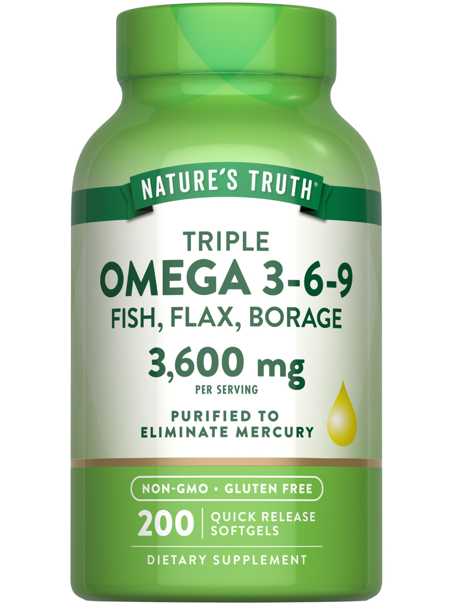 Nature's Truth Triple Omega 3-6-9 Complex supplement front view