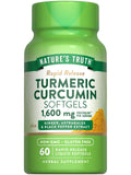 Nature's Truth Turmeric Curcumin Complex 1600mg softgel capsules front view