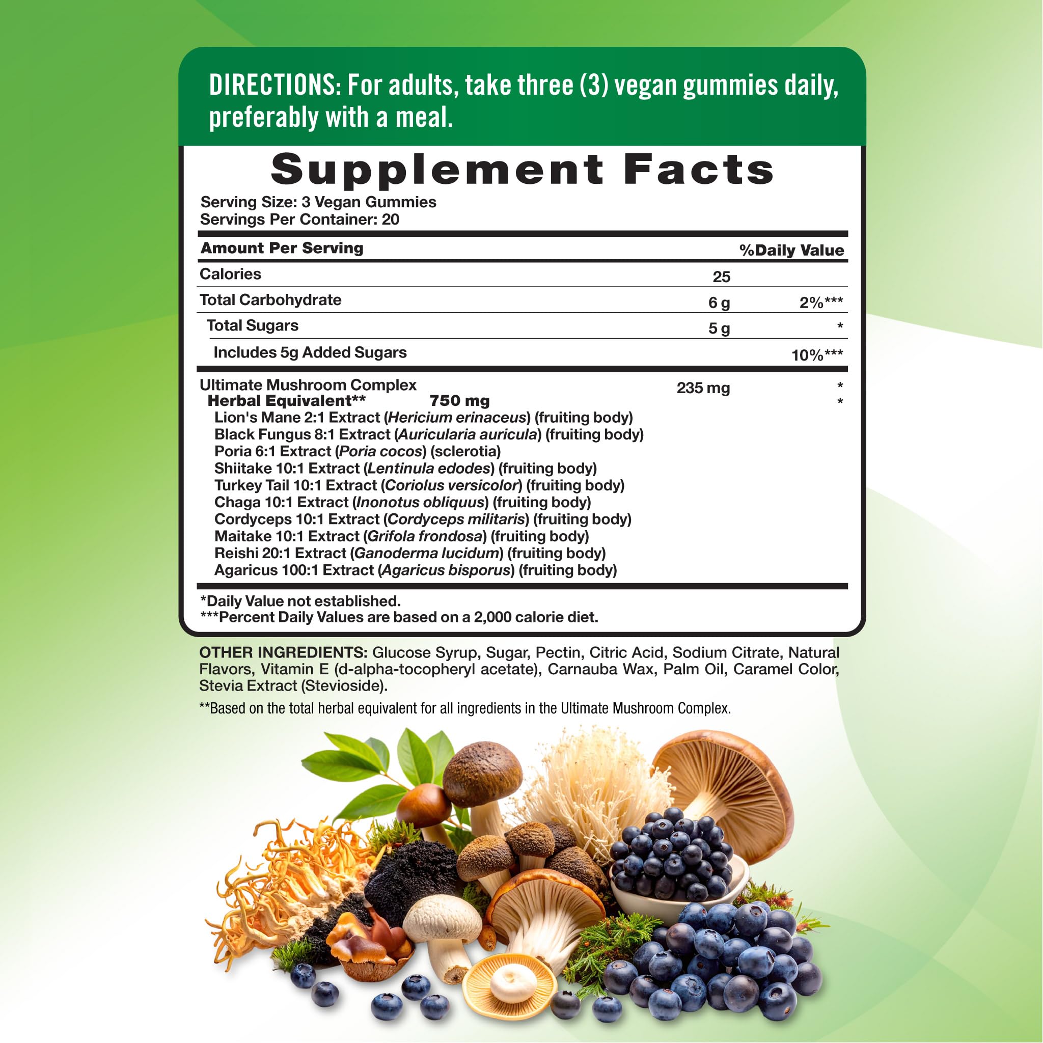 Nature's Truth Ultimate Mushroom Complex Vegan Gummies packaging