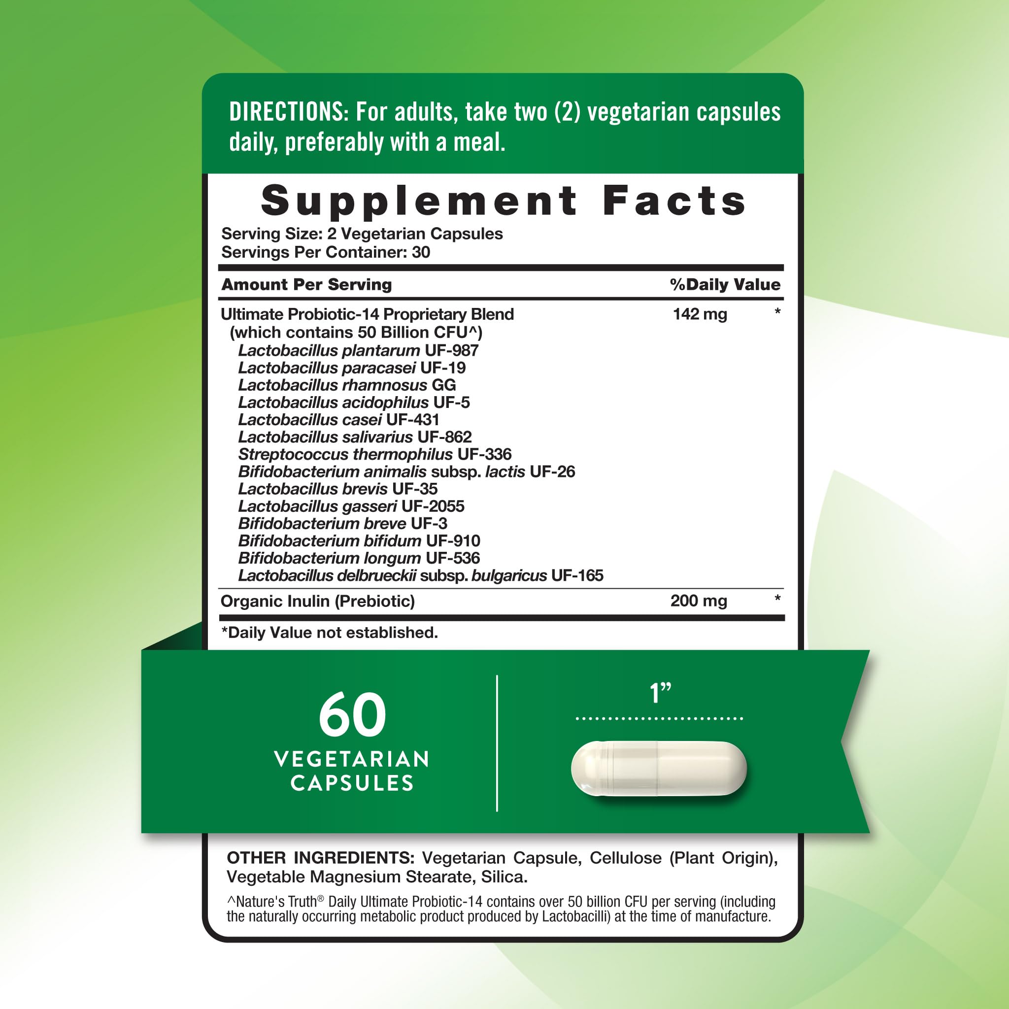Nature's Truth Ultimate Probiotic Capsules back view